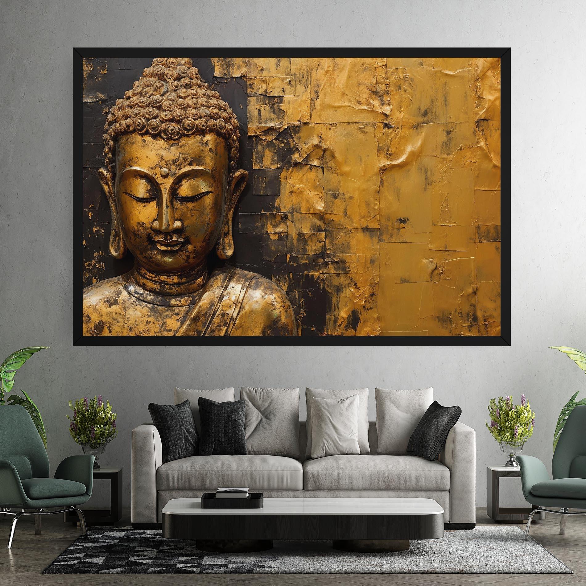 Tablou Canvas Gold Paint Buddha mockup 7
