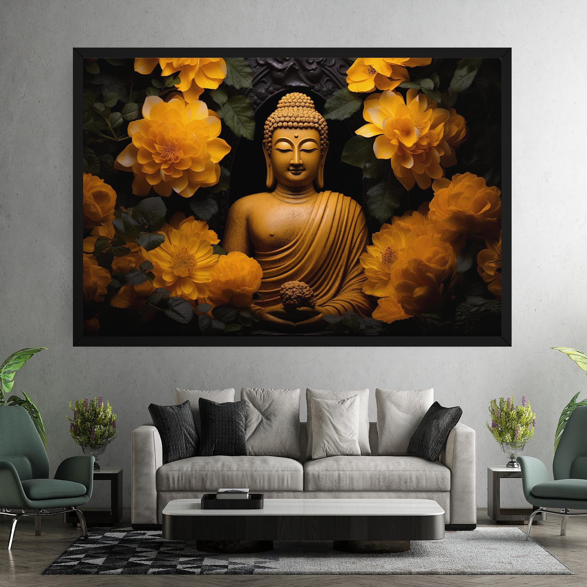 Tablou Canvas Vecteezy_buddha Statue Surrounded By Yellow Flowers Ai Generated_27745002_860 mockup 7