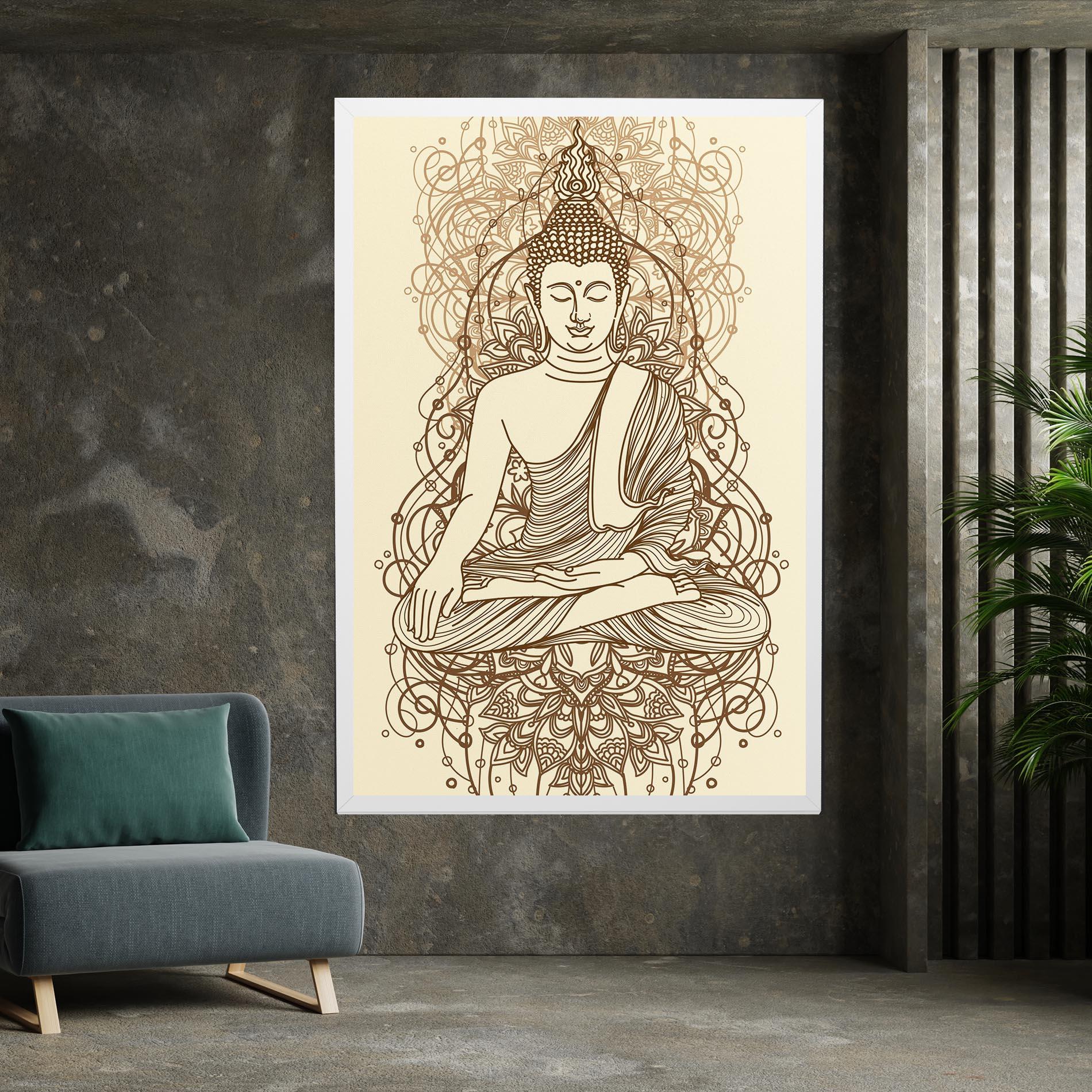 Tablou Canvas Brown Line Buddha mockup 7