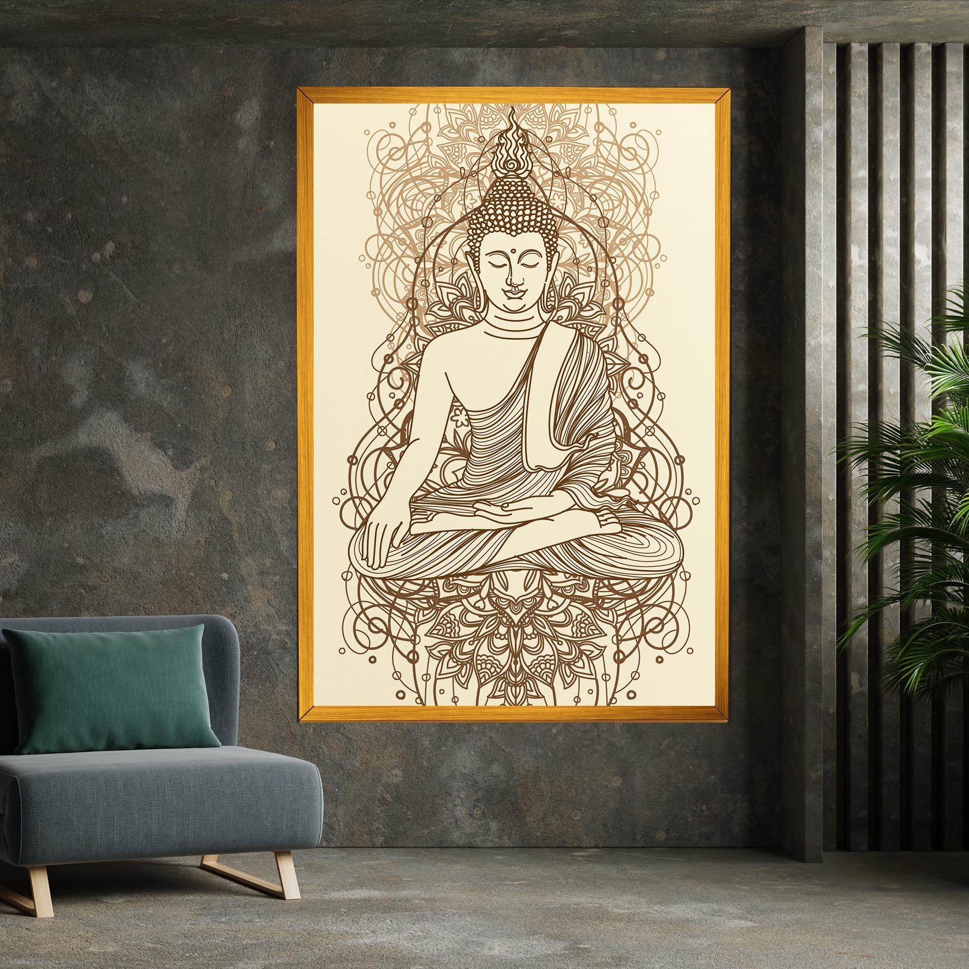 Tablou Canvas Brown Line Buddha mockup 7