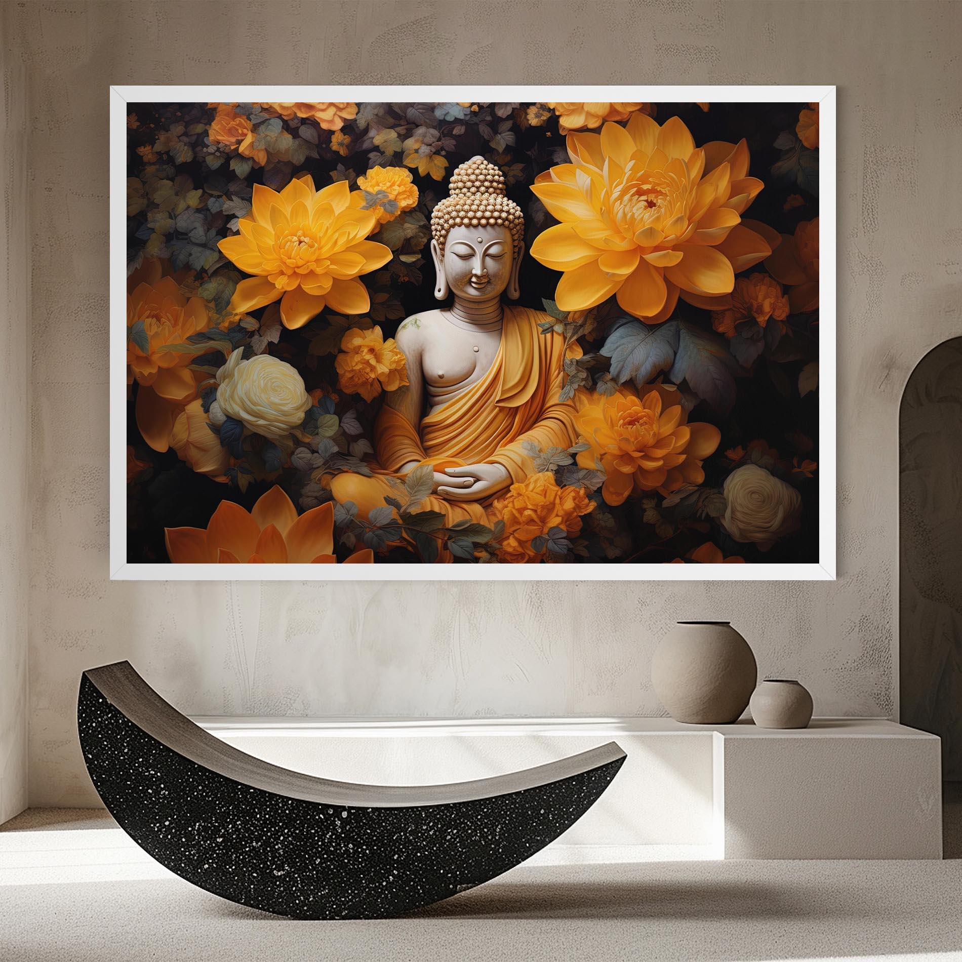 Tablou Canvas Buddha Big Flowers mockup 8