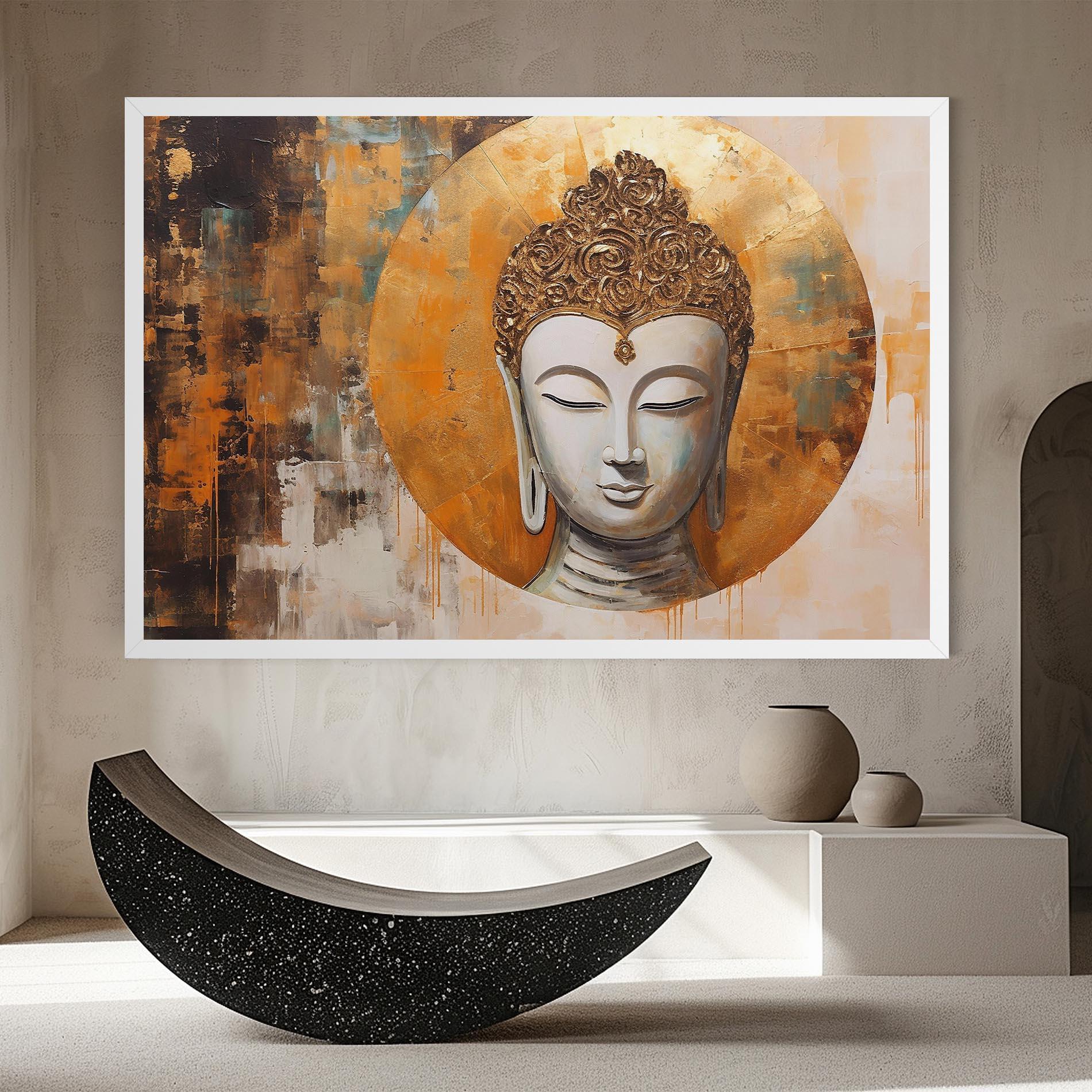 Tablou Canvas Cream Circle Buddha mockup 8