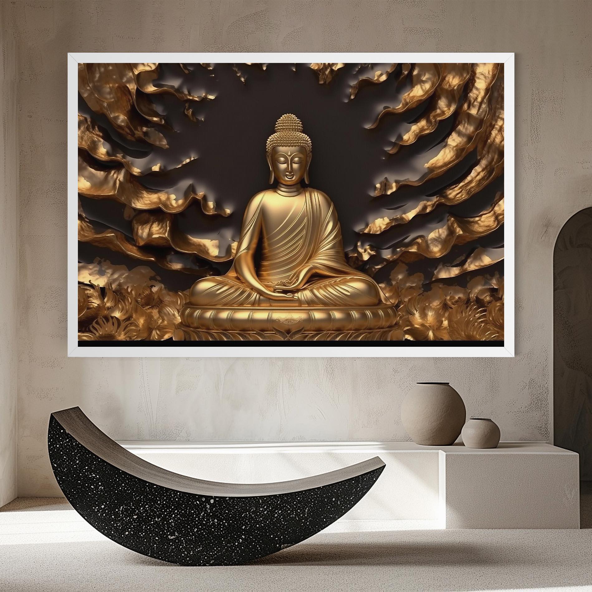 Tablou Canvas Gold 3d Buddha mockup 8