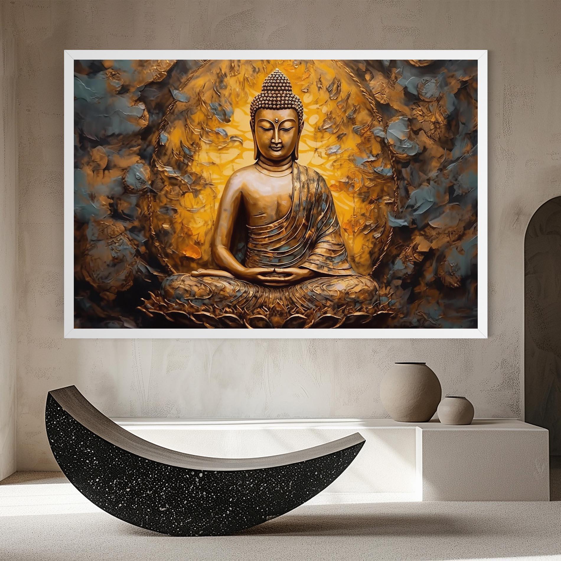 Tablou Canvas Gold Grey Buddha mockup 8