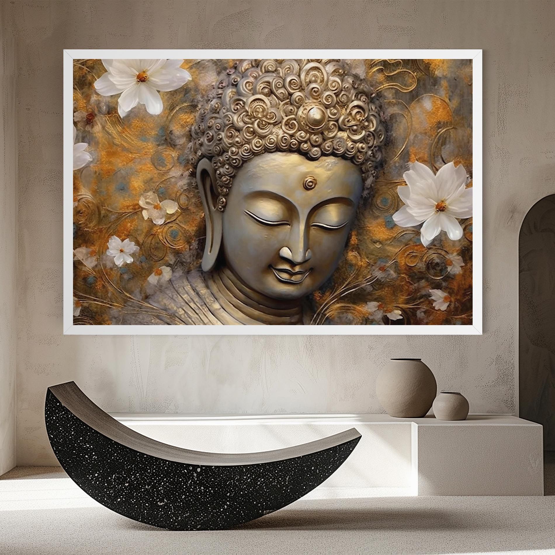 White Flower Buddha Art mockup 8