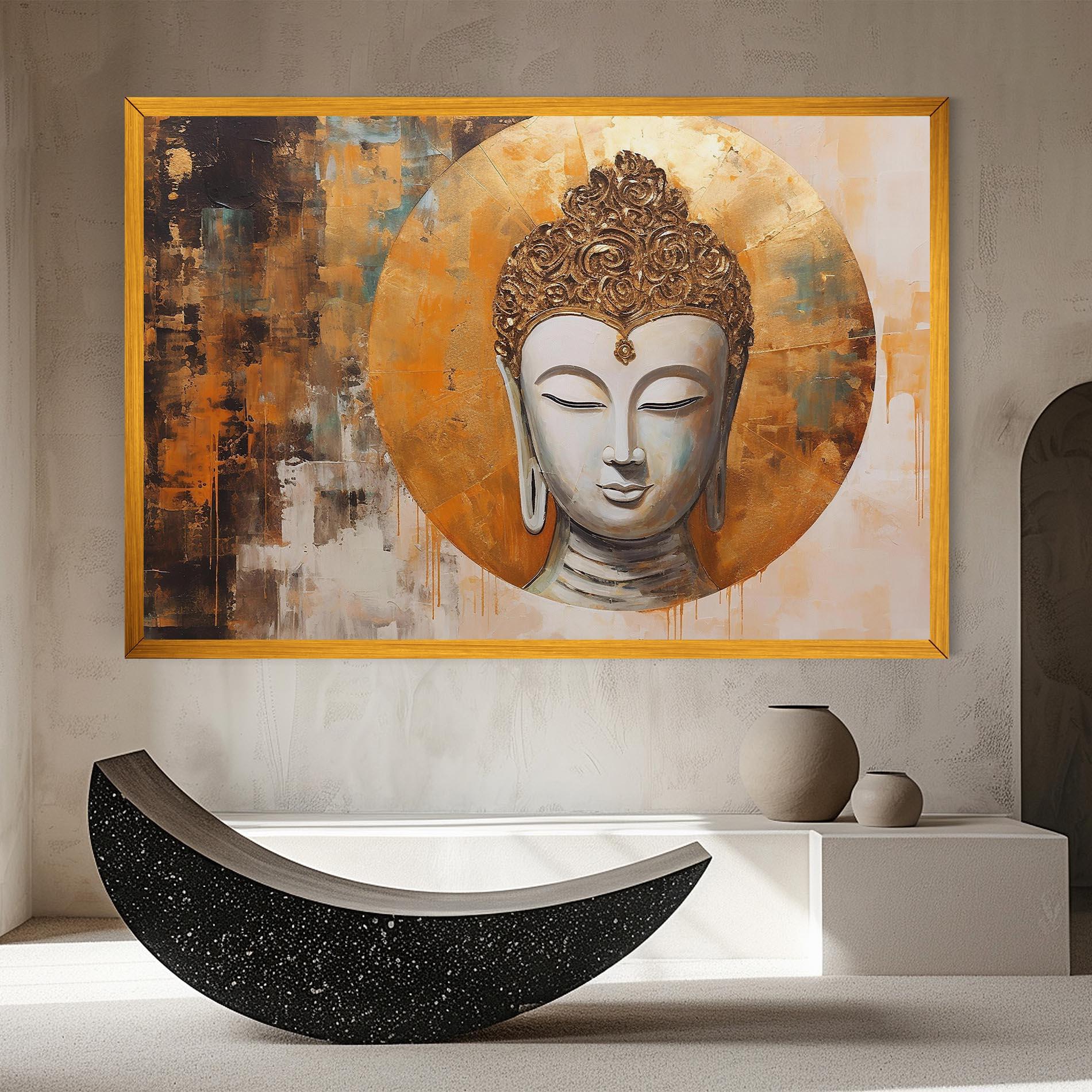 Tablou Canvas Cream Circle Buddha mockup 8
