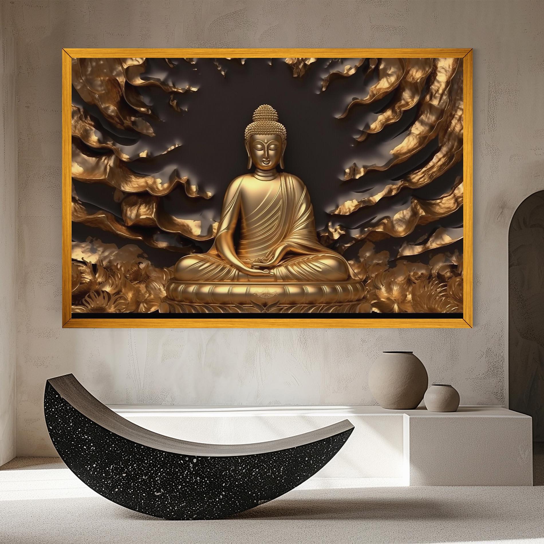 Tablou Canvas Gold 3d Buddha mockup 8