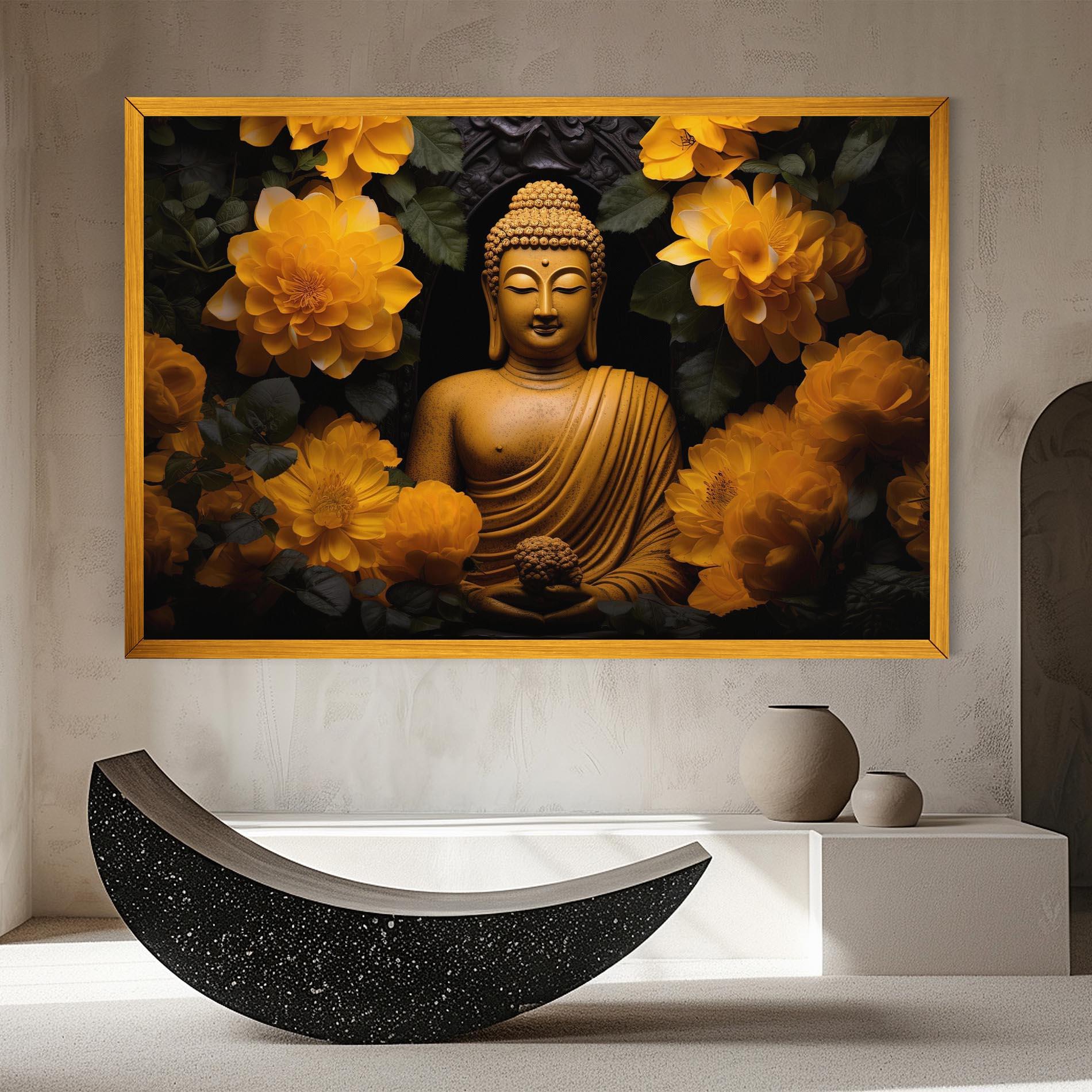 Tablou Canvas Vecteezy_buddha Statue Surrounded By Yellow Flowers Ai Generated_27745002_860 mockup 8
