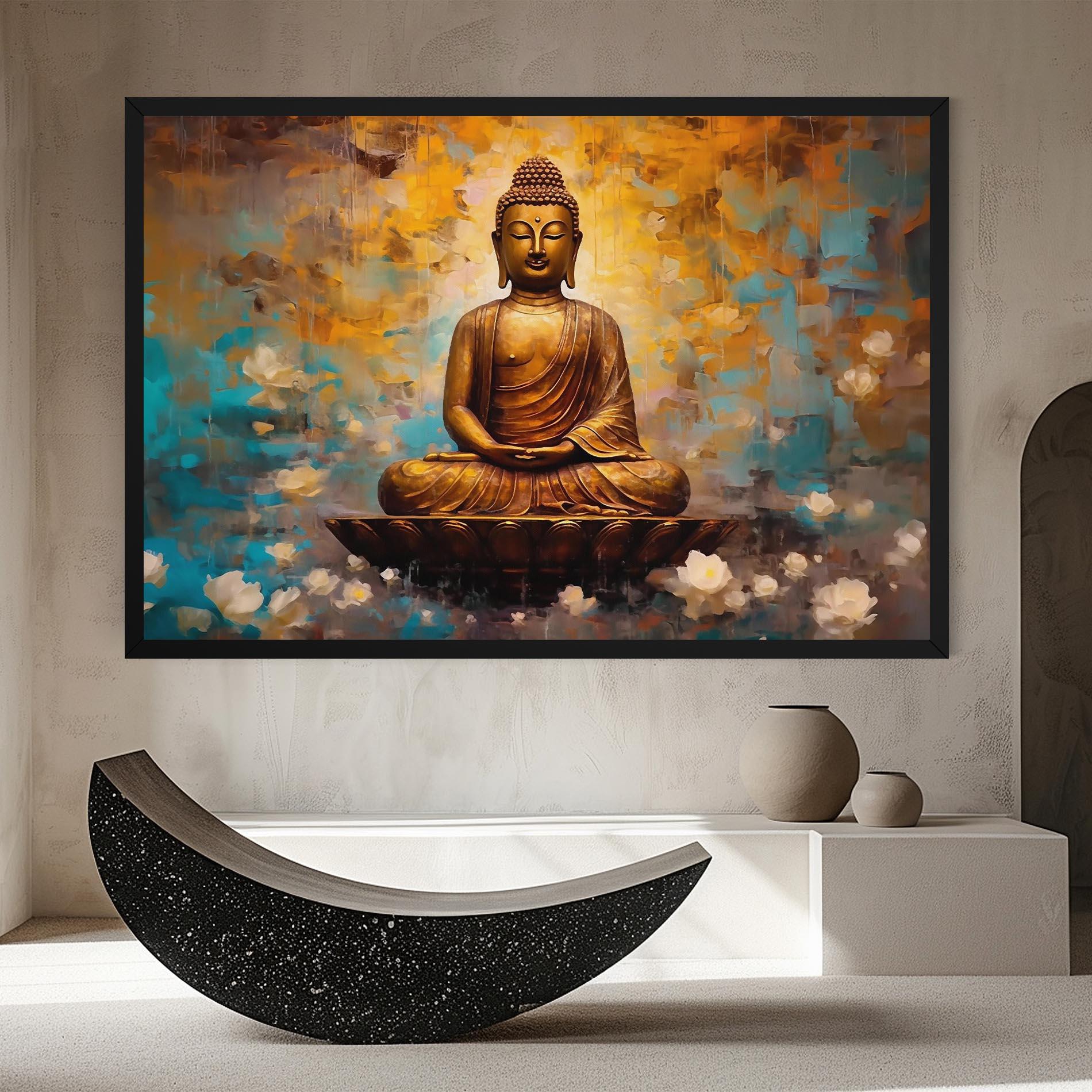 Tablou Canvas Blue Gold Buddha mockup 8