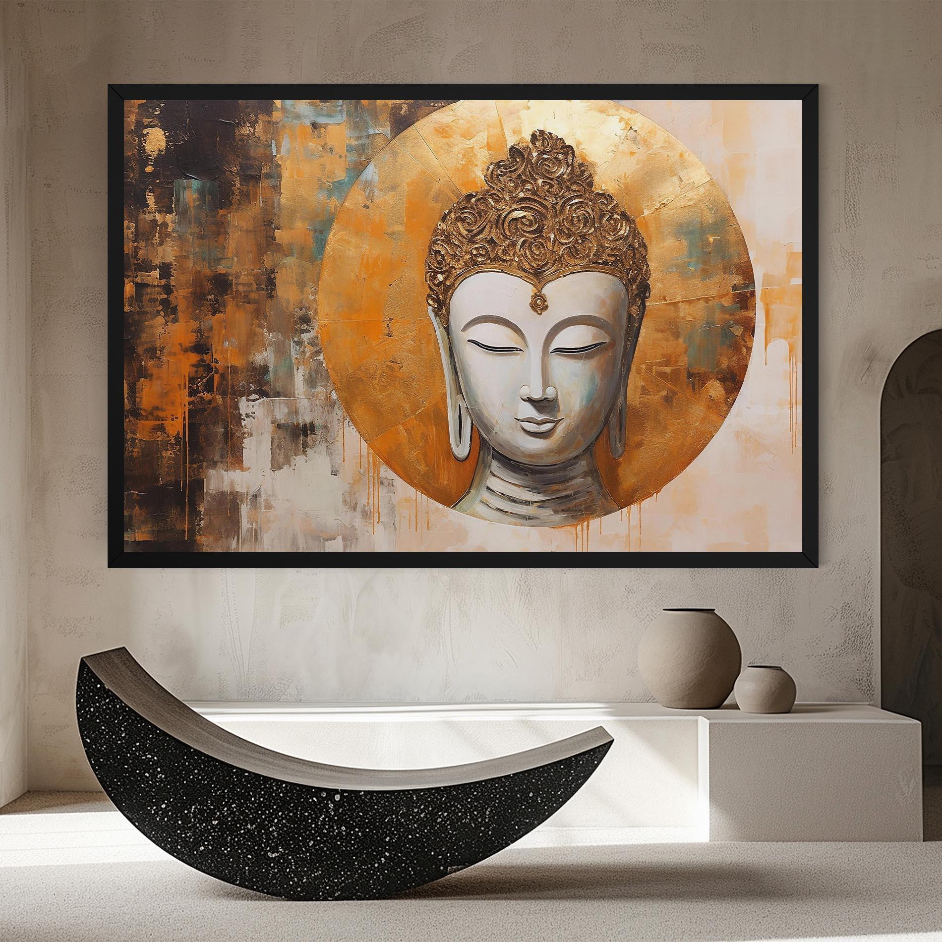 Tablou Canvas Cream Circle Buddha mockup 8