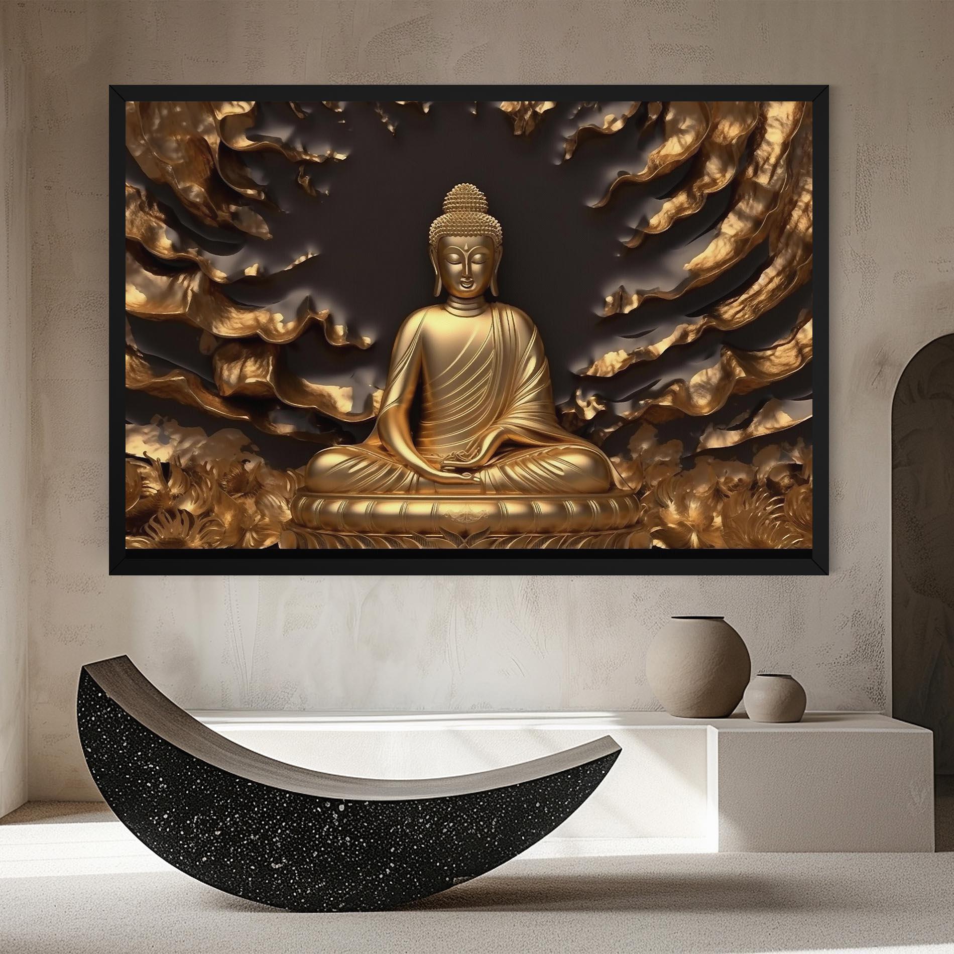 Tablou Canvas Gold 3d Buddha mockup 8