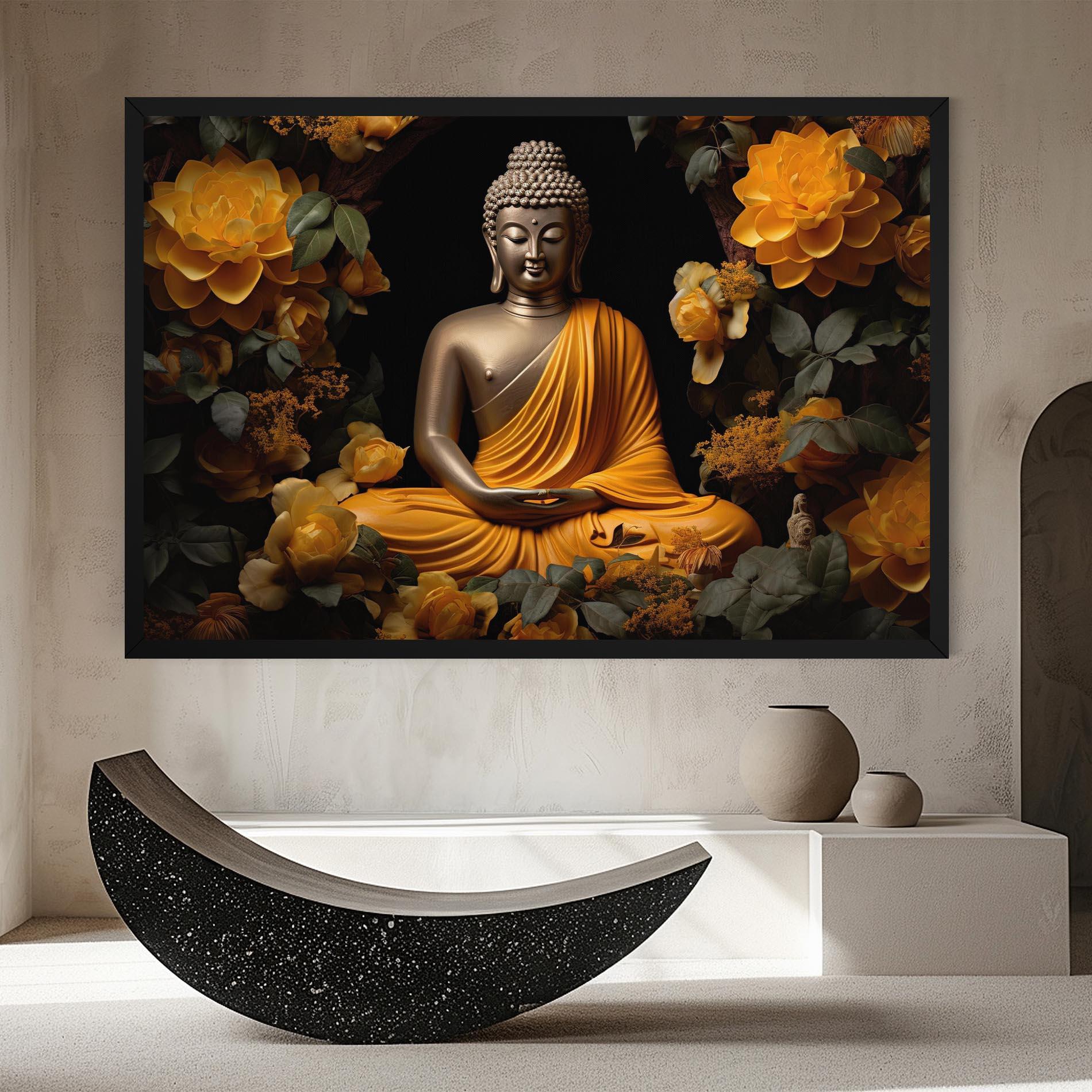 Tablou Canvas Gold Buddha Flower mockup 8