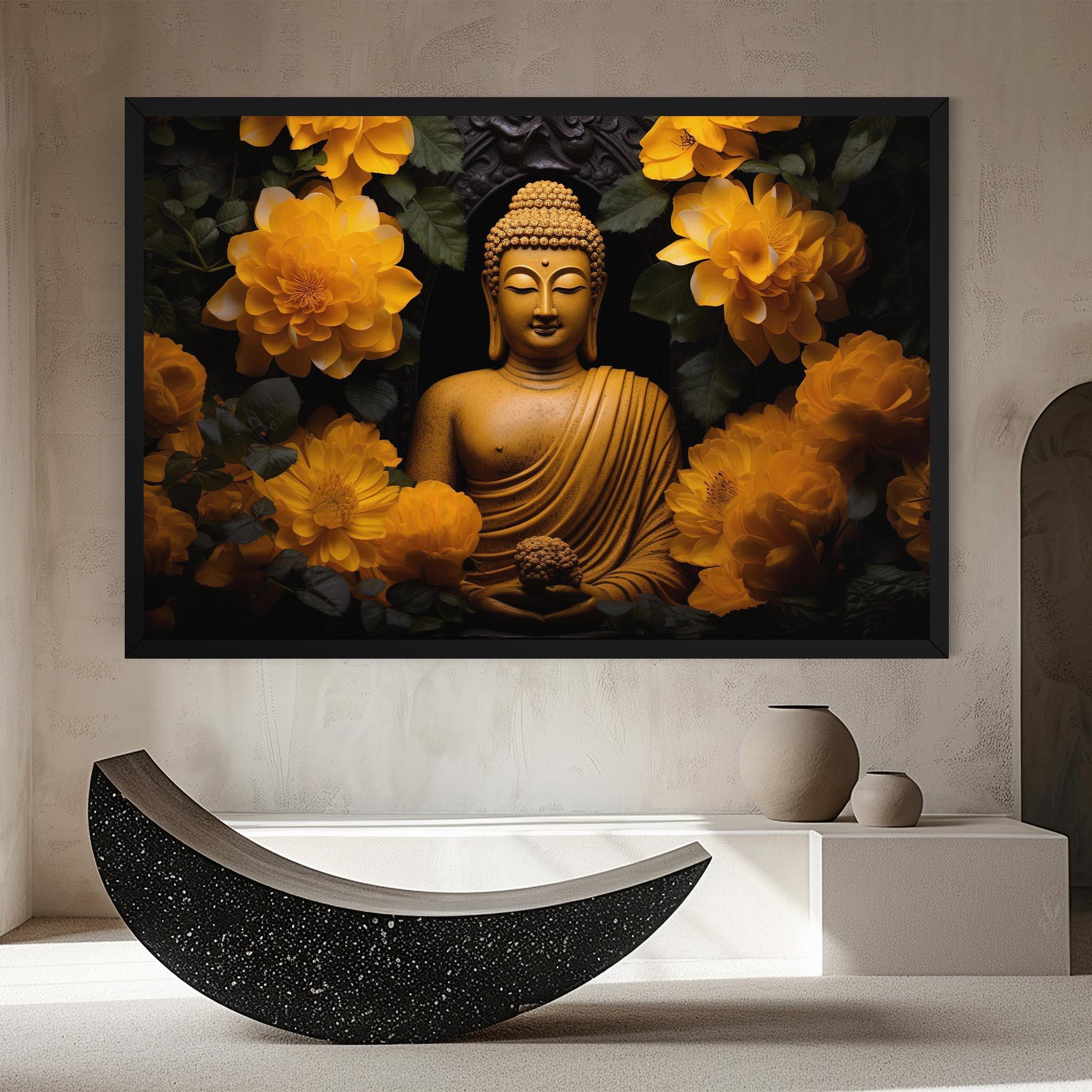 Tablou Canvas Vecteezy_buddha Statue Surrounded By Yellow Flowers Ai Generated_27745002_860 mockup 8