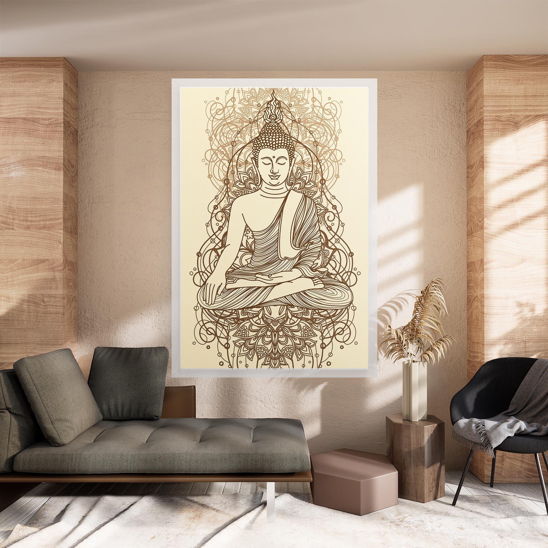 Tablou Canvas Brown Line Buddha mockup 8