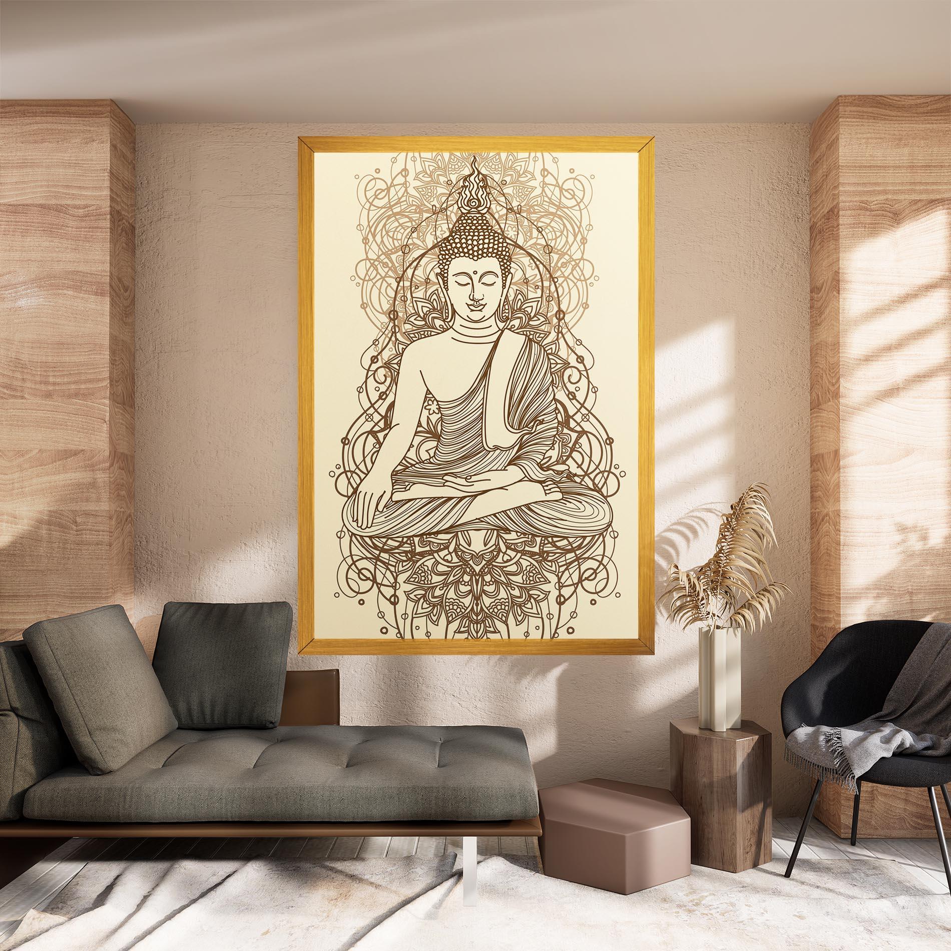 Tablou Canvas Brown Line Buddha mockup 8