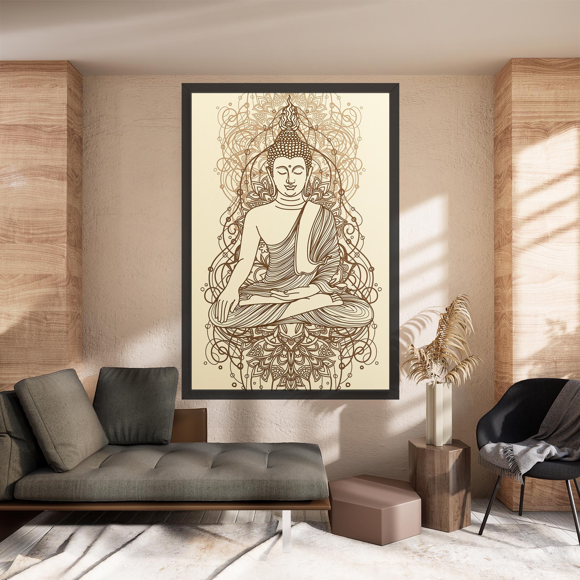 Tablou Canvas Brown Line Buddha mockup 8