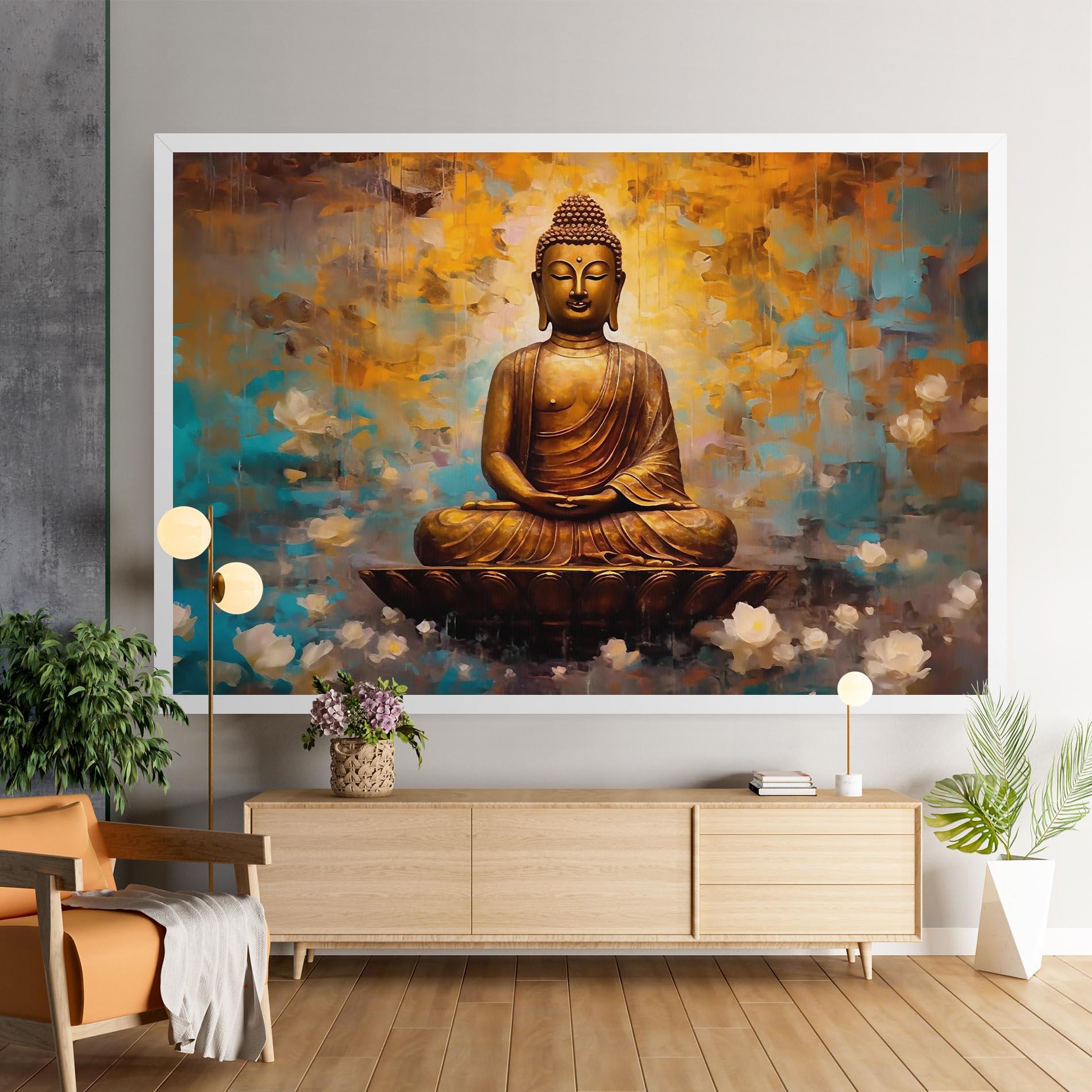 Tablou Canvas Blue Gold Buddha mockup 9