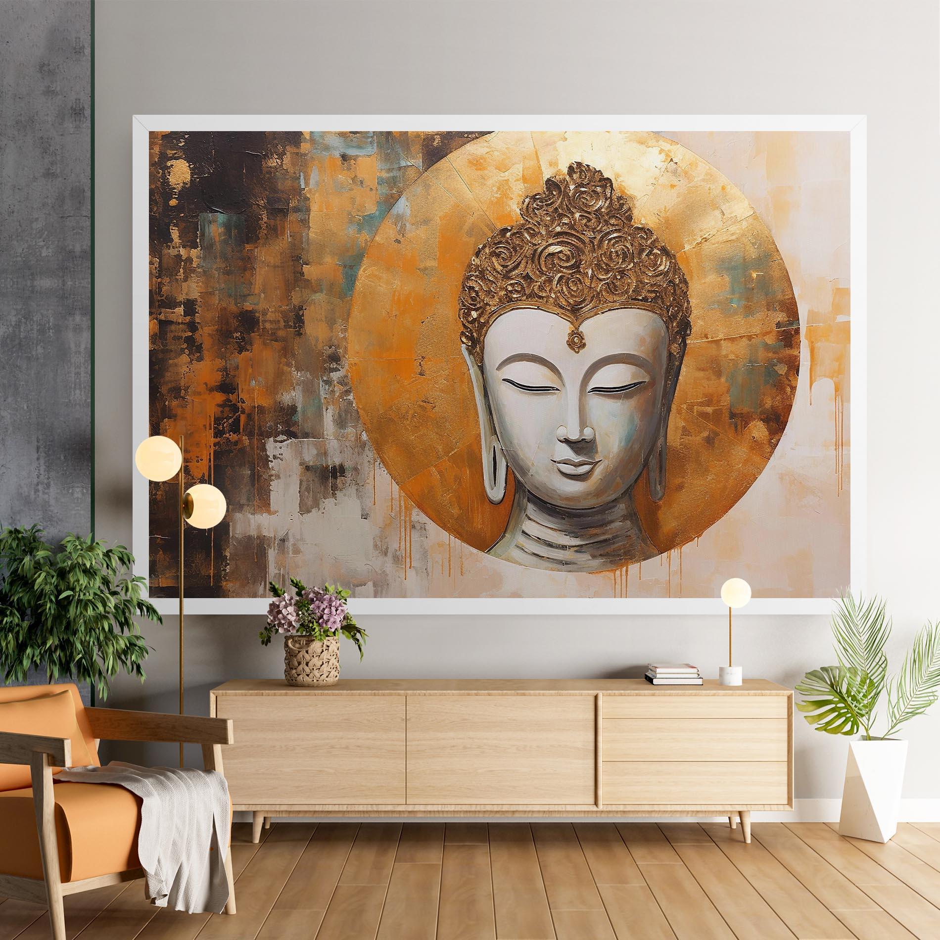 Tablou Canvas Cream Circle Buddha mockup 9