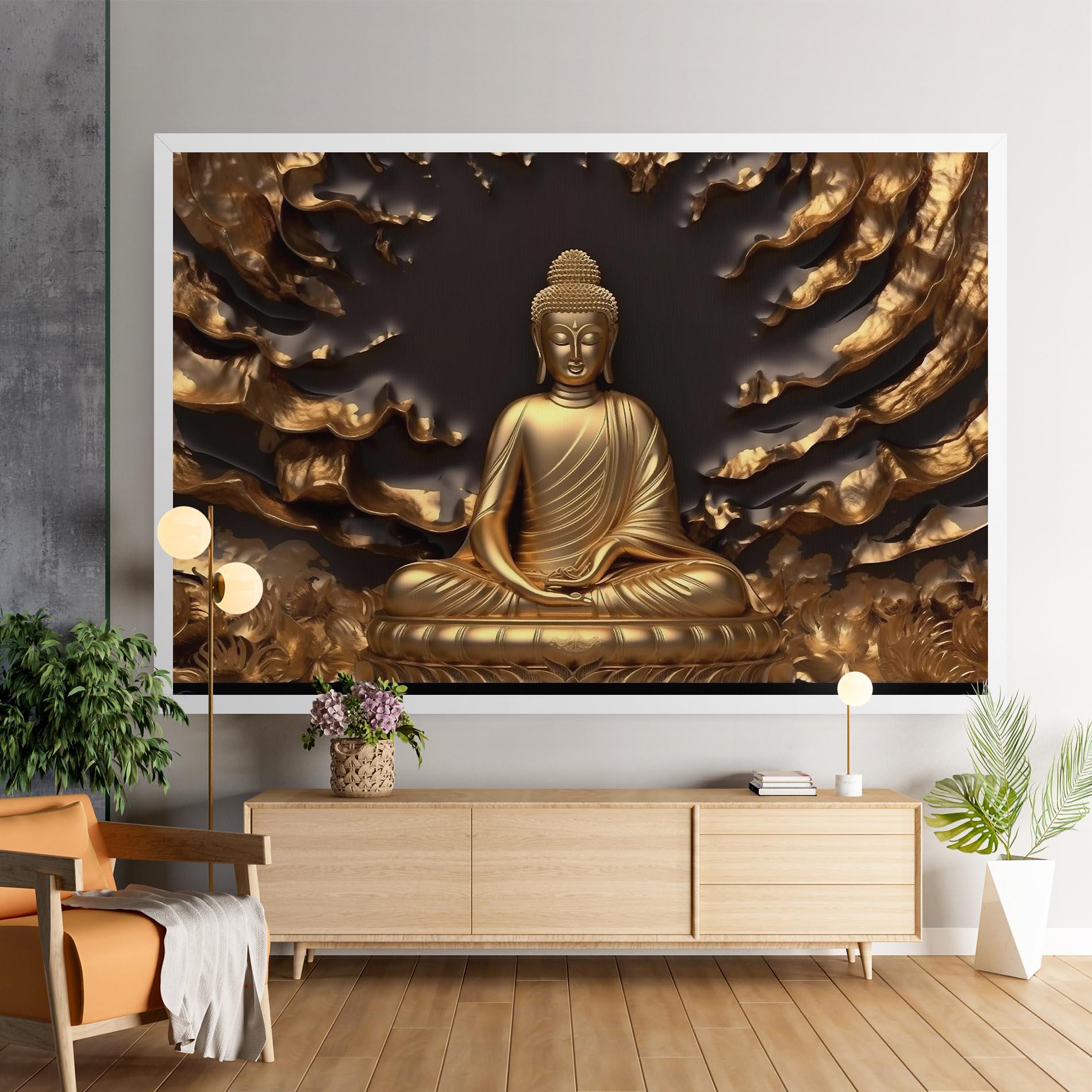 Tablou Canvas Gold 3d Buddha mockup 9