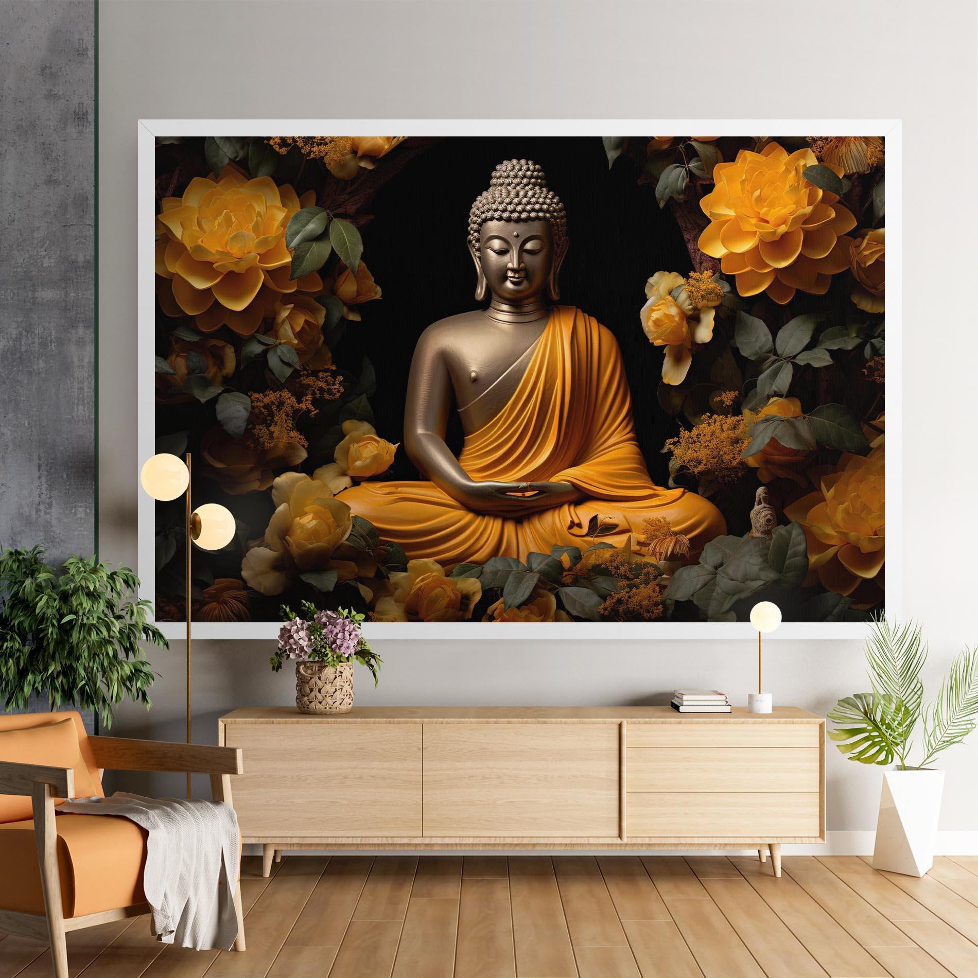 Tablou Canvas Gold Buddha Flower mockup 9