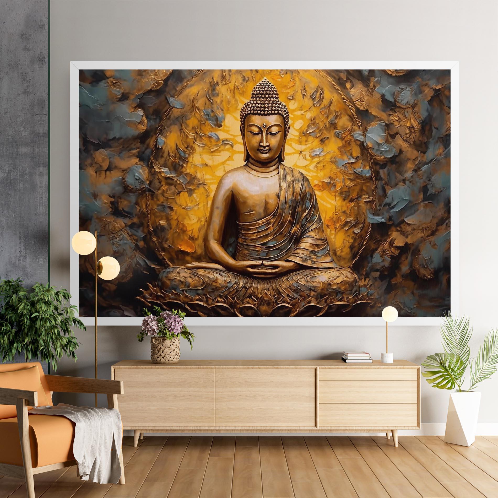 Tablou Canvas Gold Grey Buddha mockup 9