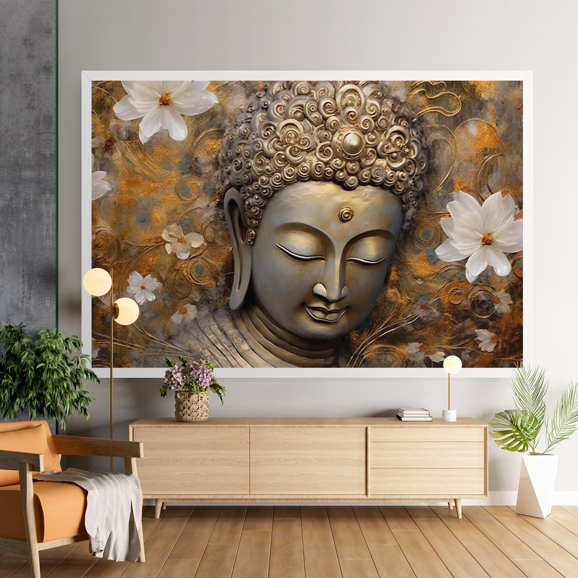 Tablou Canvas White Flower Buddha Art mockup 9