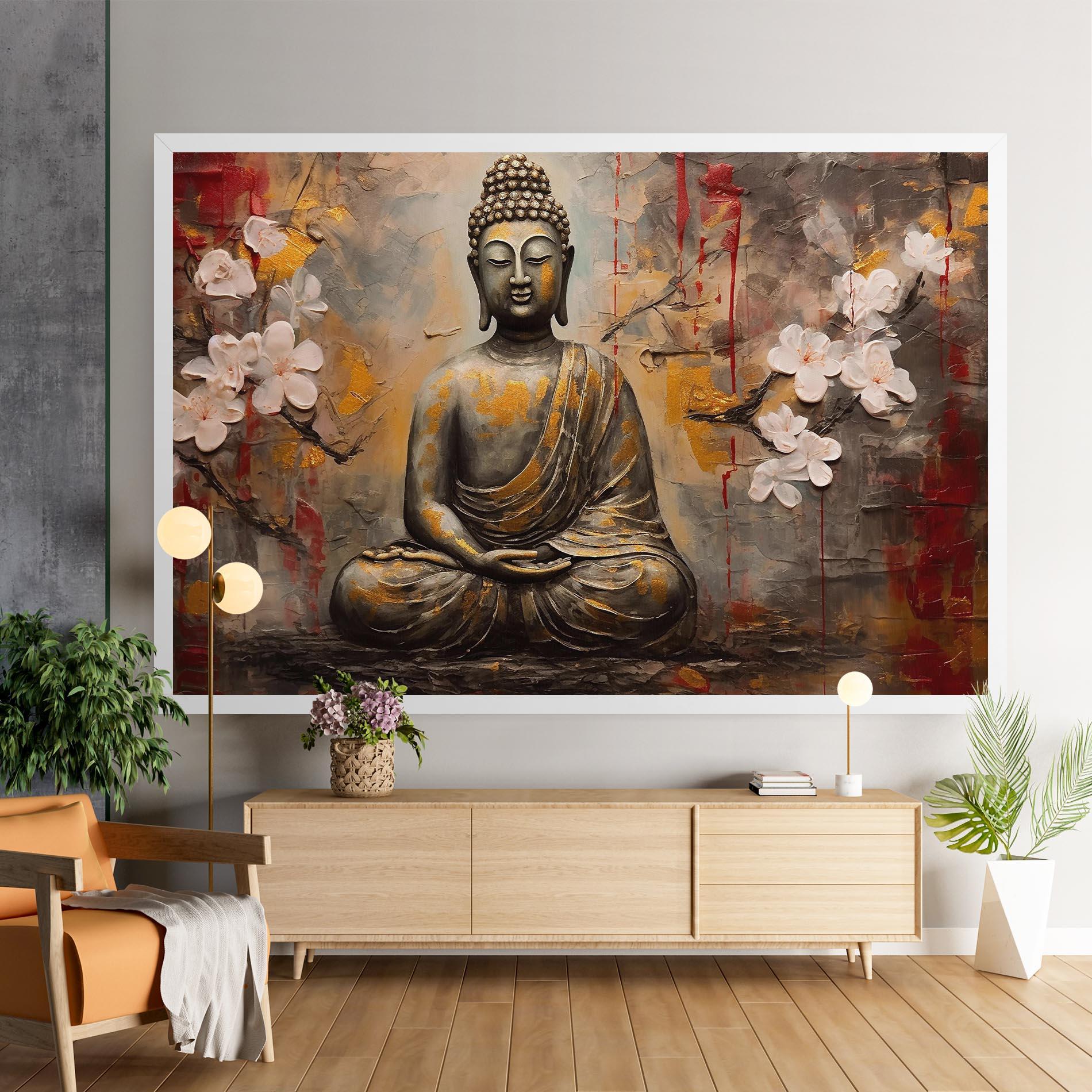 Tablou Canvas White Red Buddha mockup 9