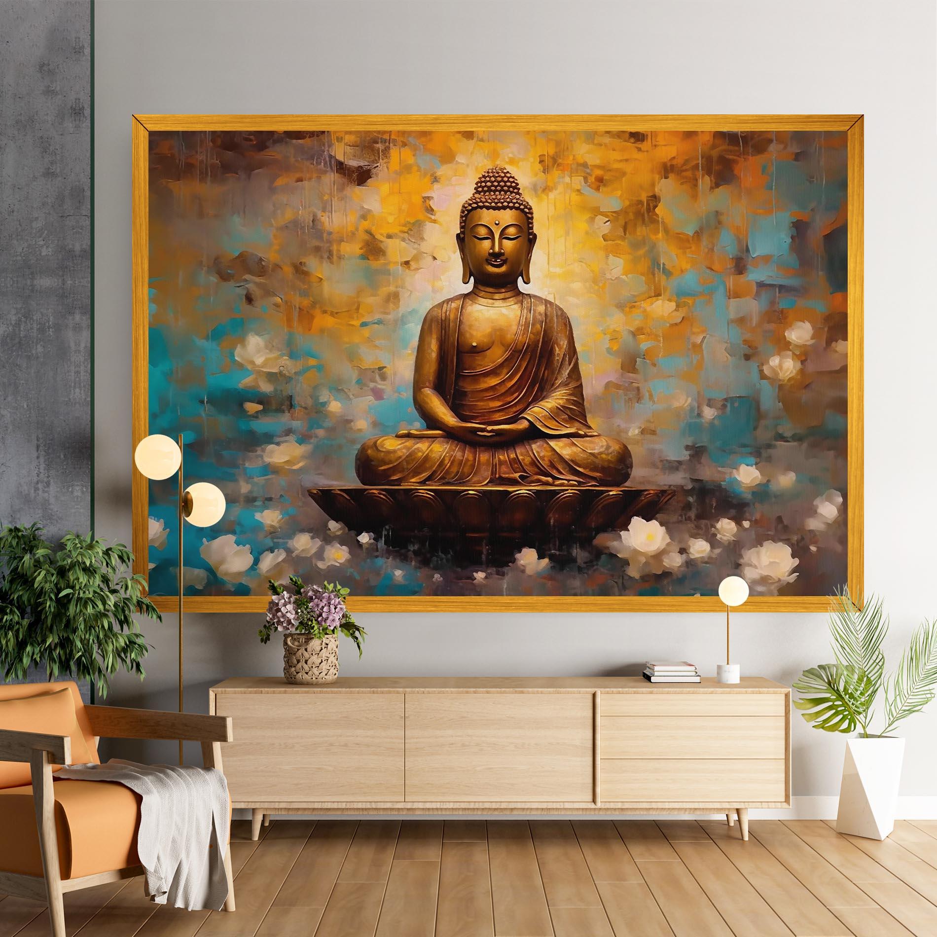 Tablou Canvas Blue Gold Buddha mockup 9