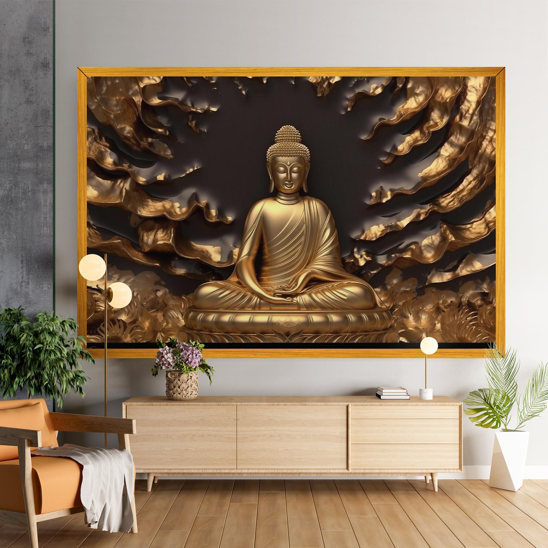 Tablou Canvas Gold 3d Buddha mockup 9