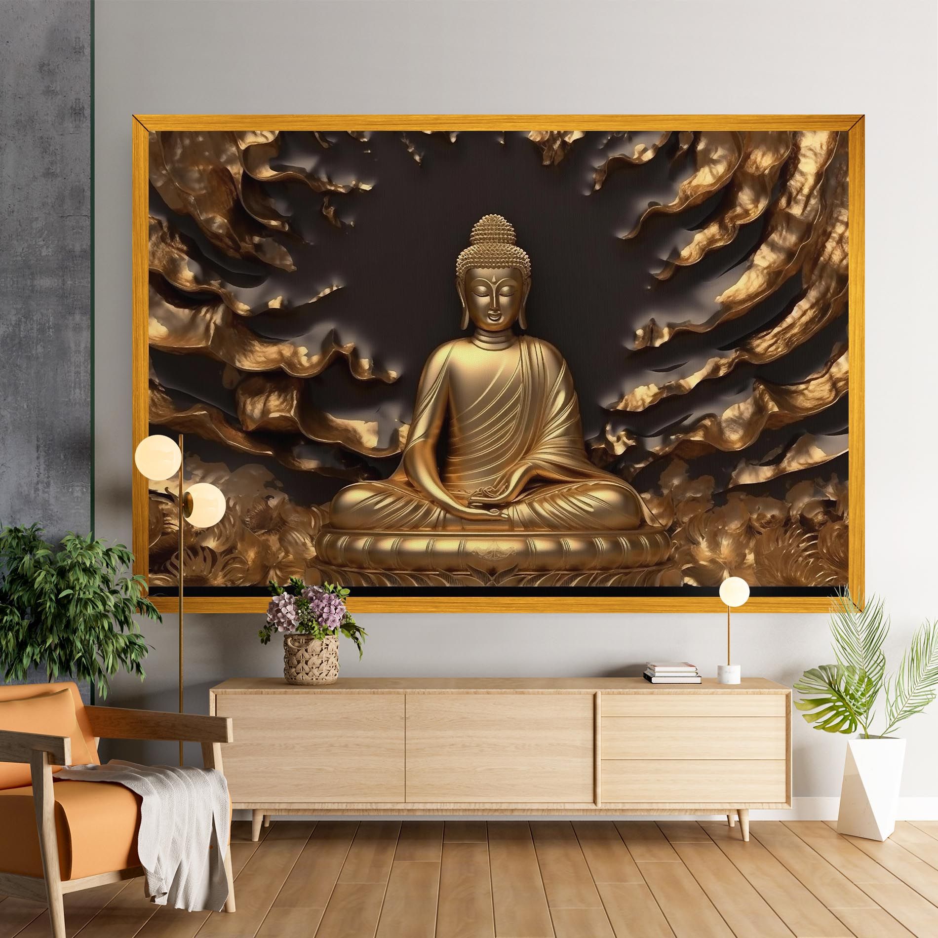 Gold 3d Buddha mockup 9