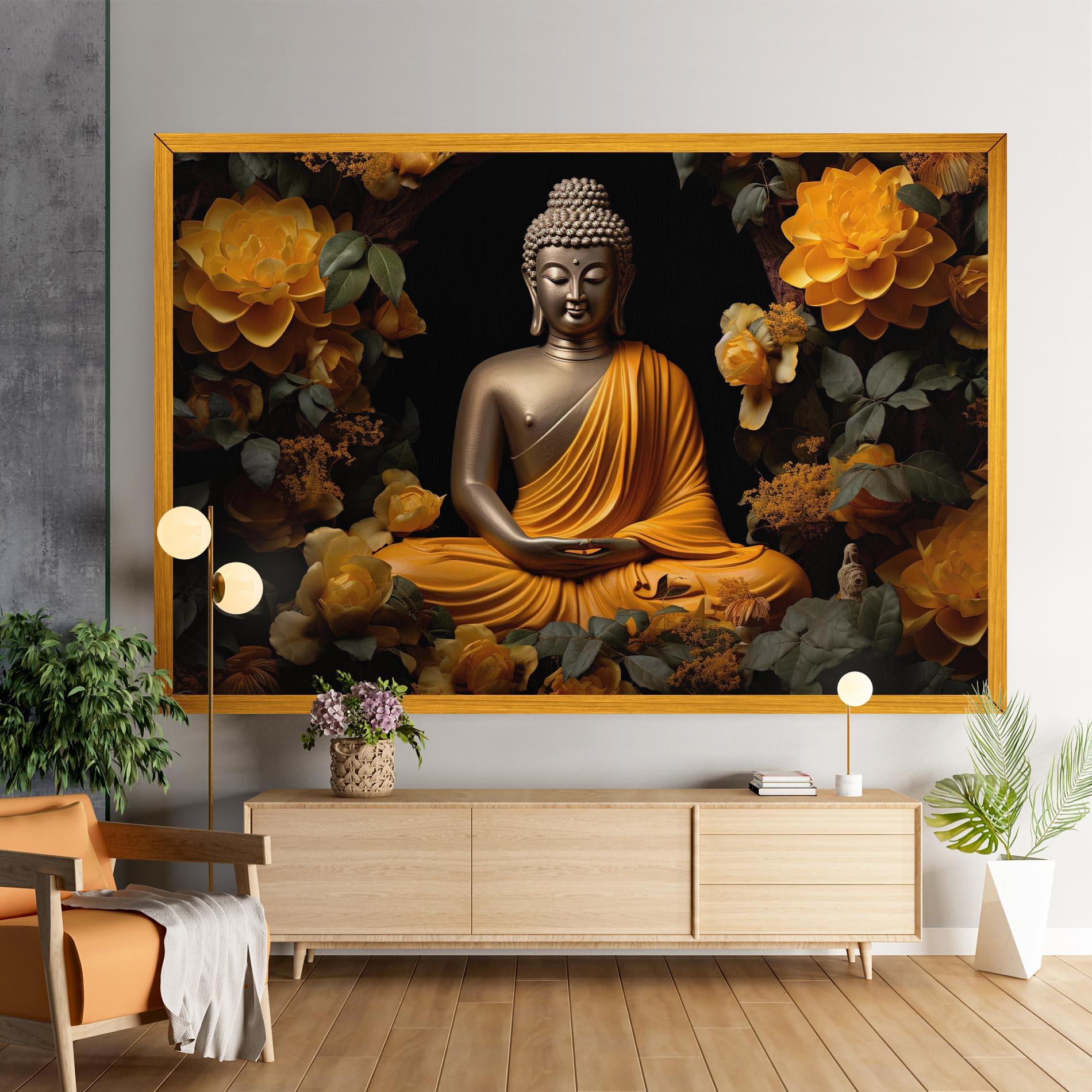 Tablou Canvas Gold Buddha Flower mockup 9