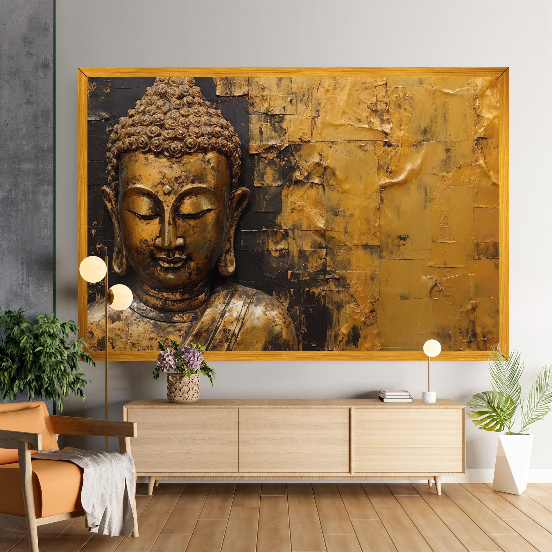Tablou Canvas Gold Paint Buddha mockup 9