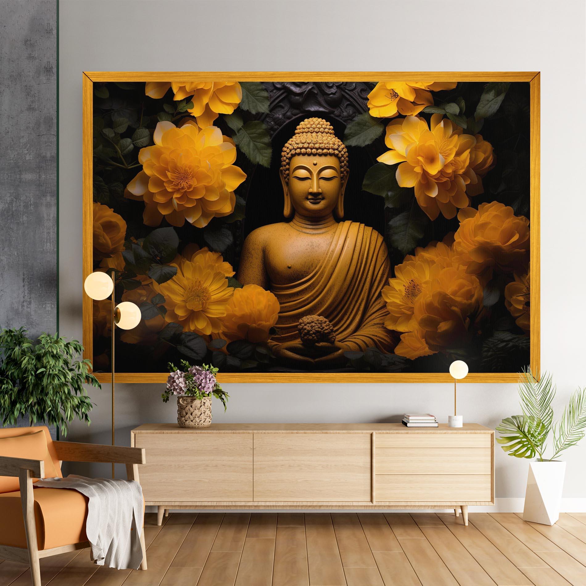 Tablou Canvas Vecteezy_buddha Statue Surrounded By Yellow Flowers Ai Generated_27745002_860 mockup 9
