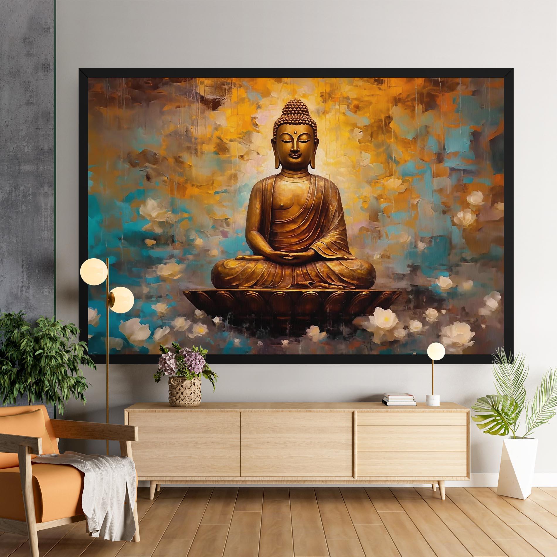 Tablou Canvas Blue Gold Buddha mockup 9