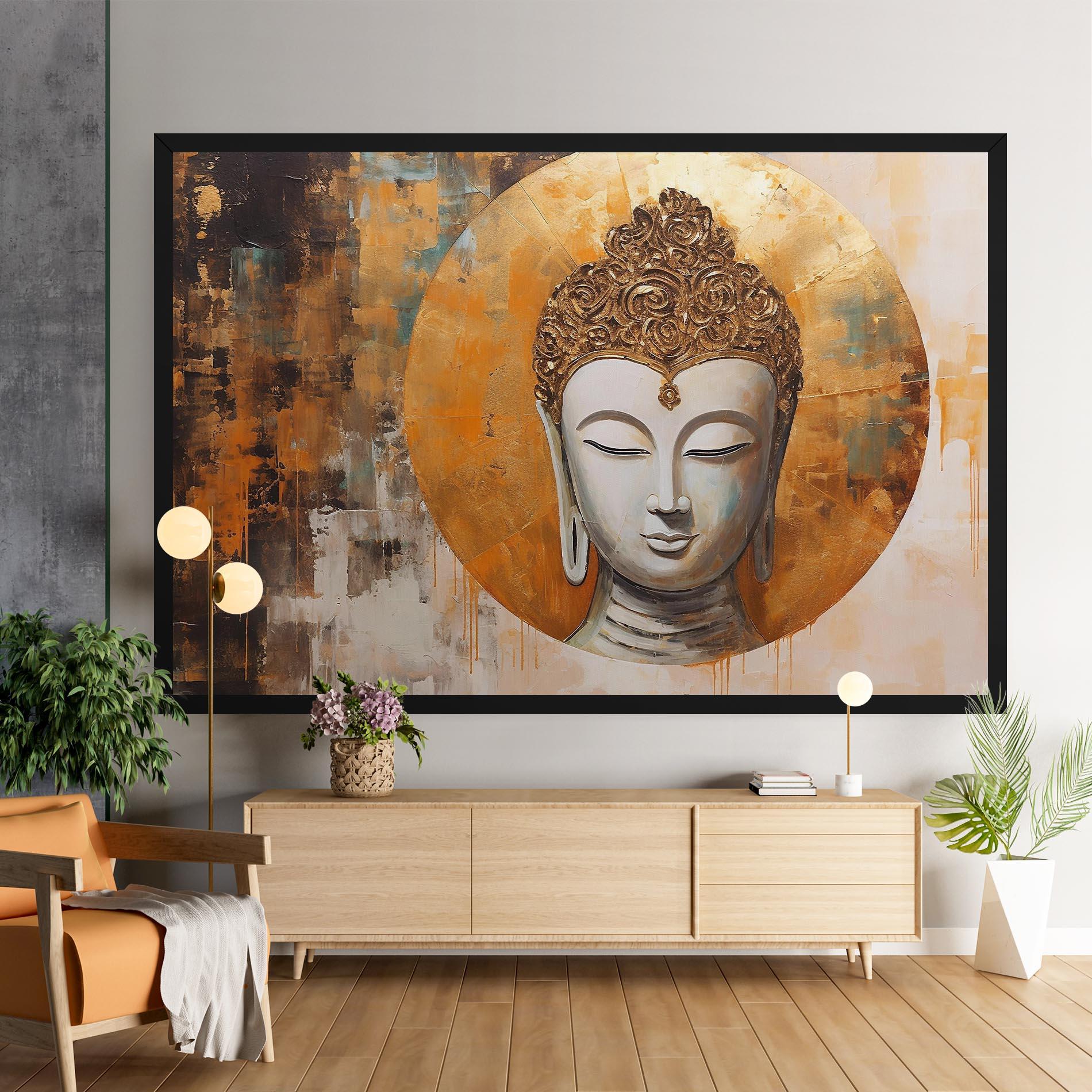 Tablou Canvas Cream Circle Buddha mockup 9