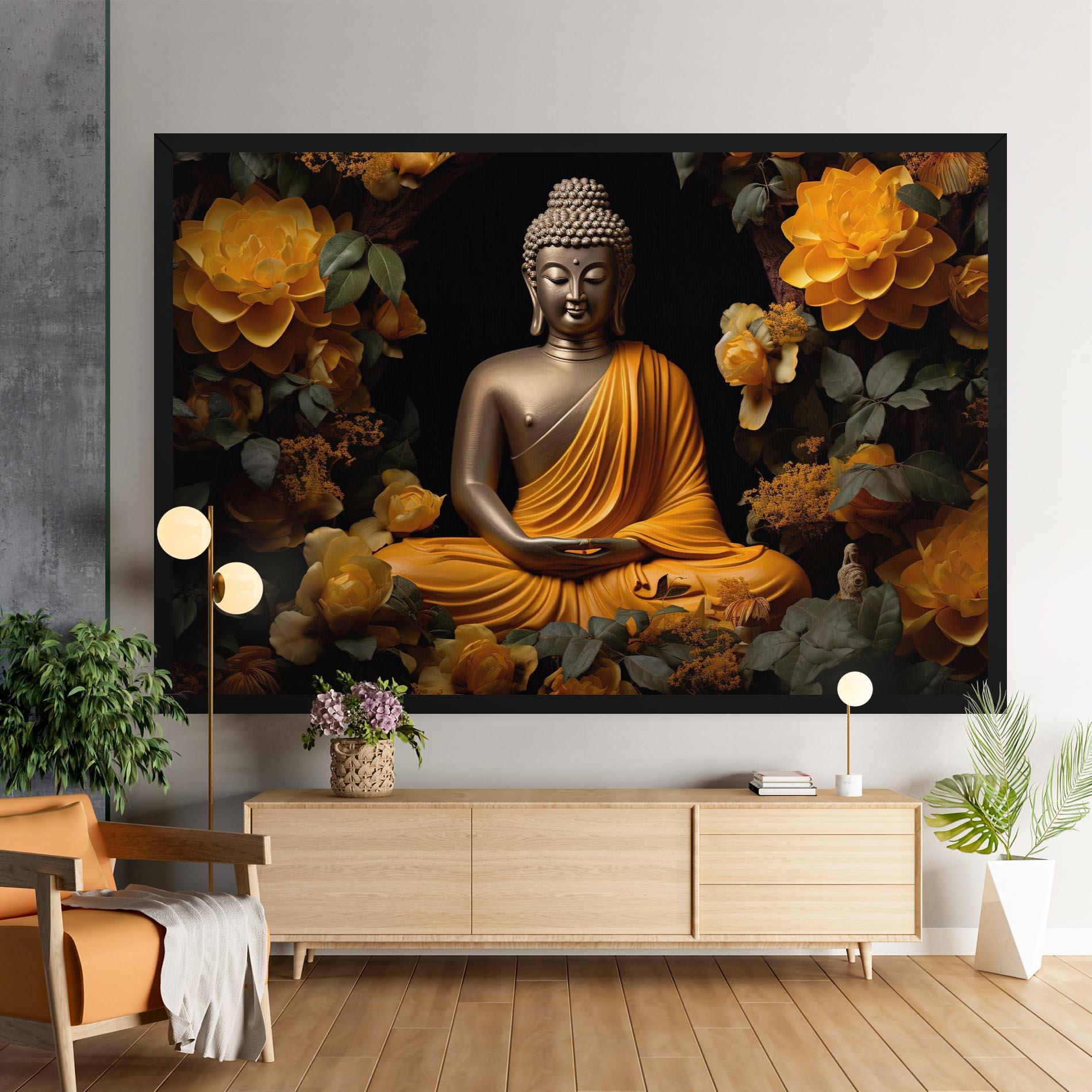 Tablou Canvas Gold Buddha Flower mockup 9