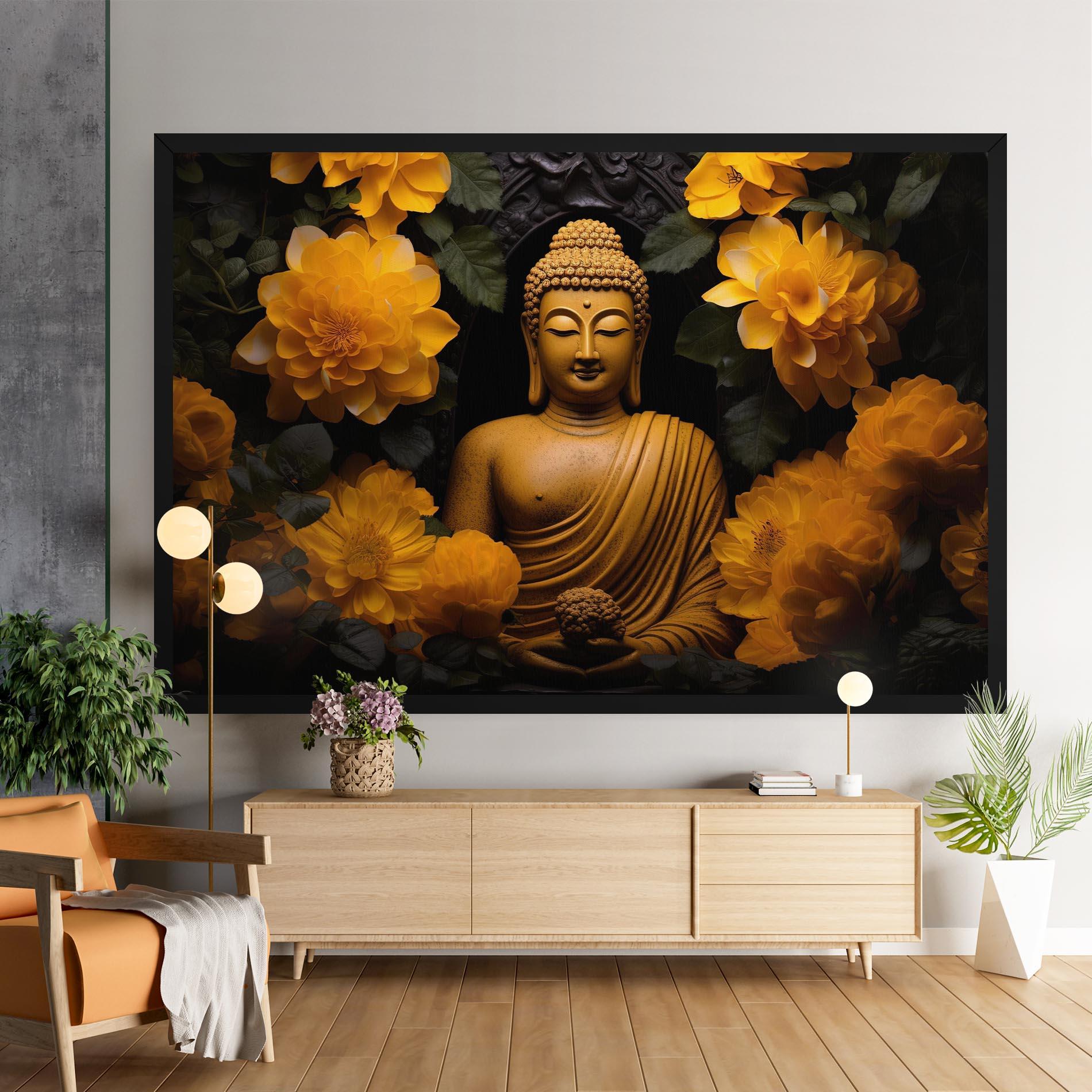 Tablou Canvas Vecteezy_buddha Statue Surrounded By Yellow Flowers Ai Generated_27745002_860 mockup 9
