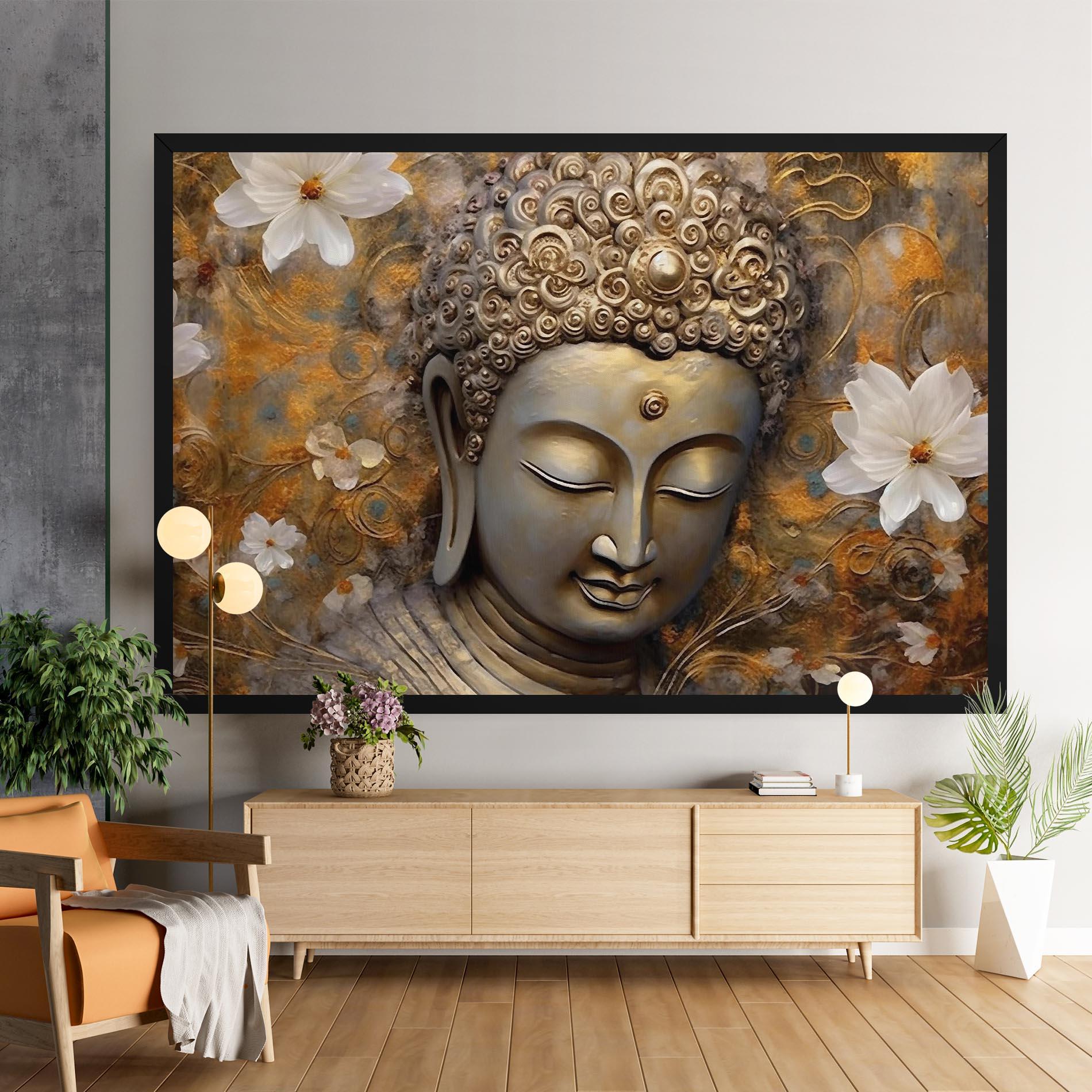 Tablou Canvas White Flower Buddha Art mockup 9
