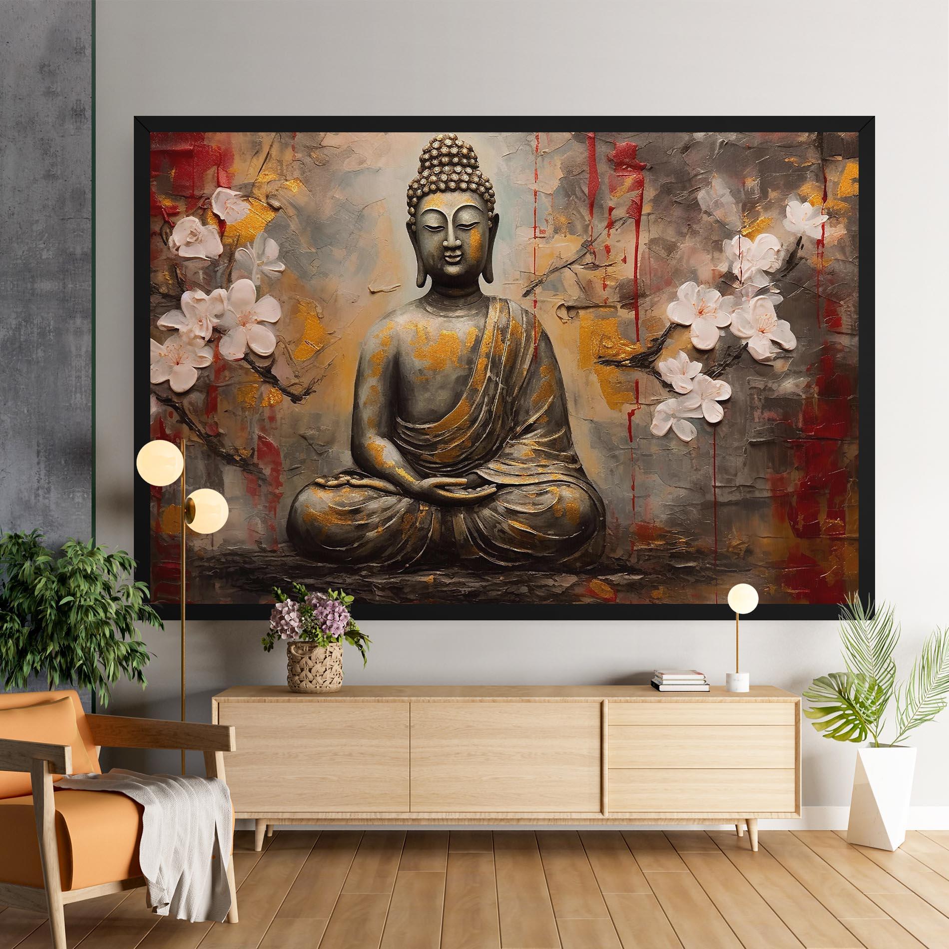 Tablou Canvas White Red Buddha mockup 9