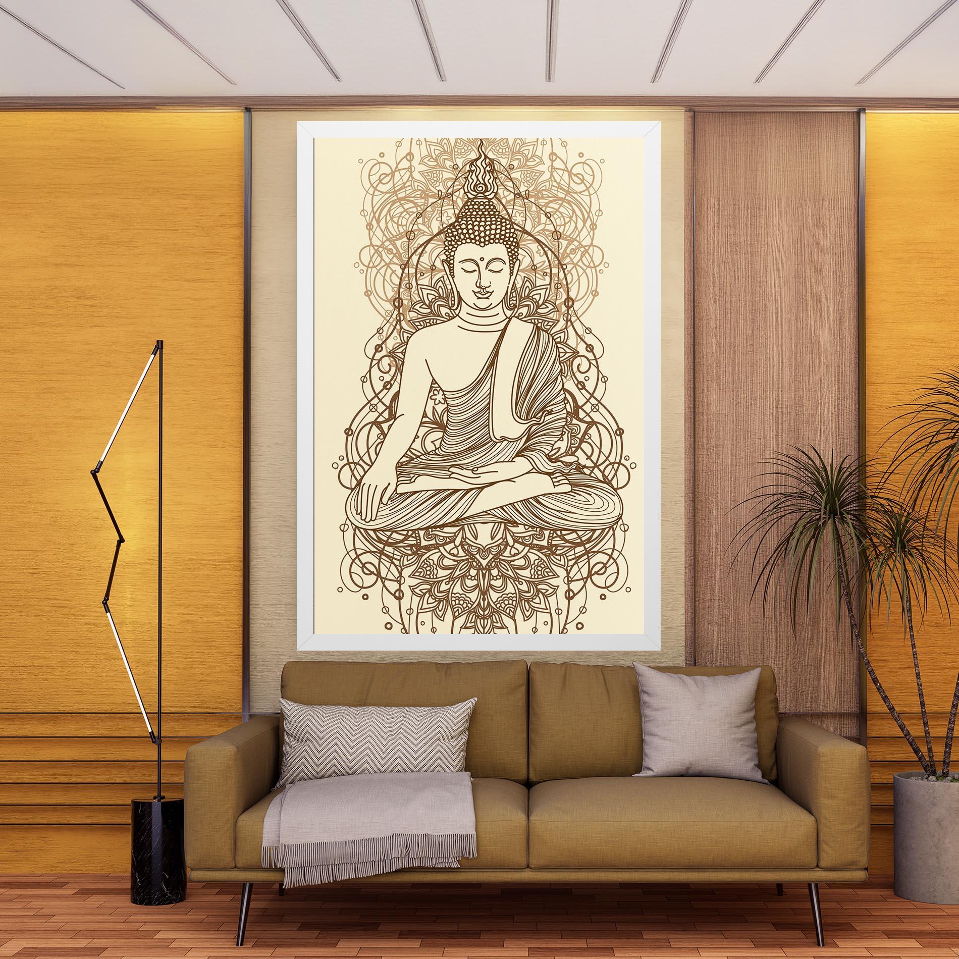 Tablou Canvas Brown Line Buddha mockup 9