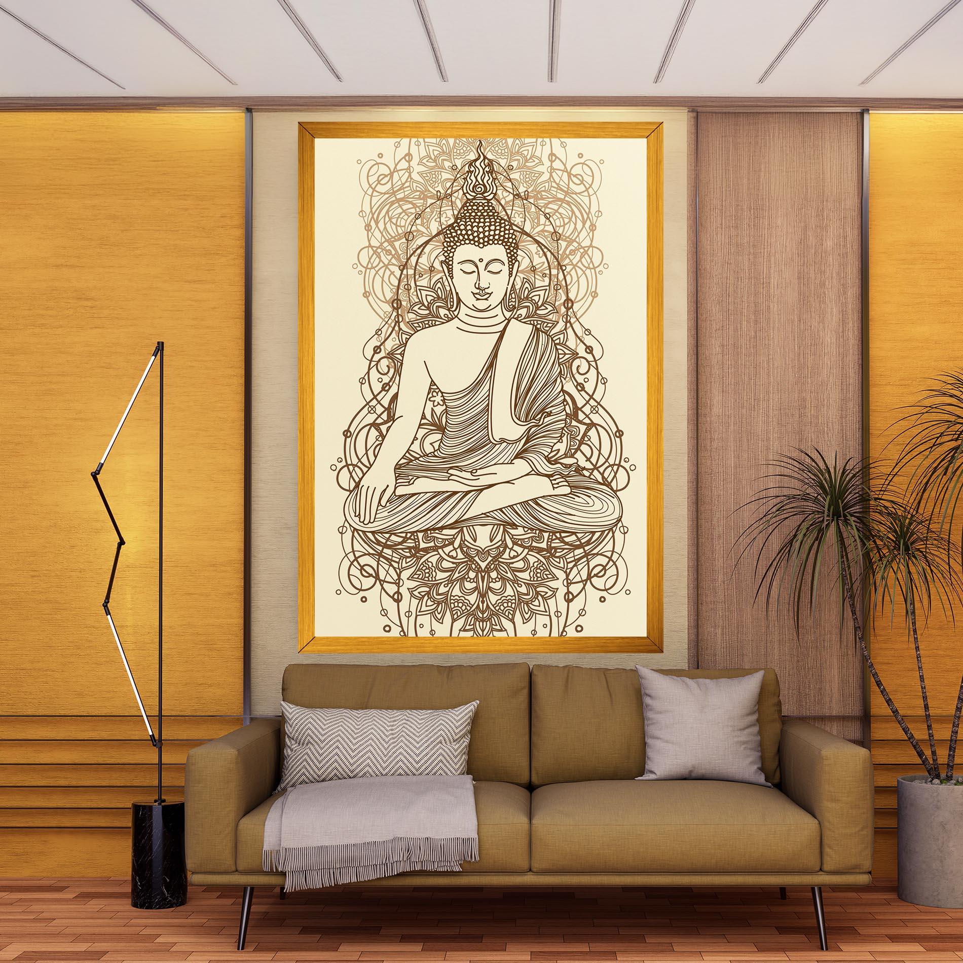 Tablou Canvas Brown Line Buddha mockup 9