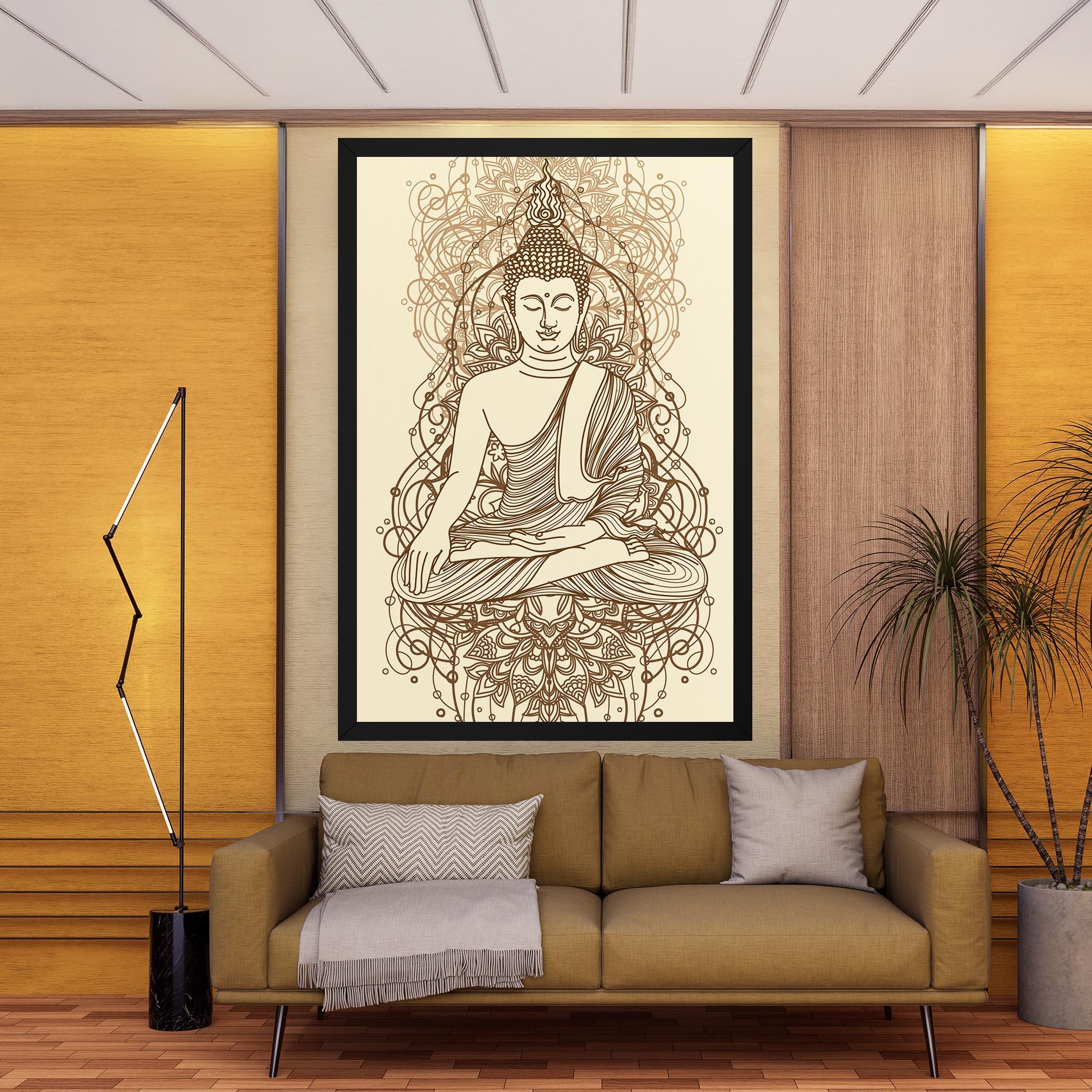 Tablou Canvas Brown Line Buddha mockup 9