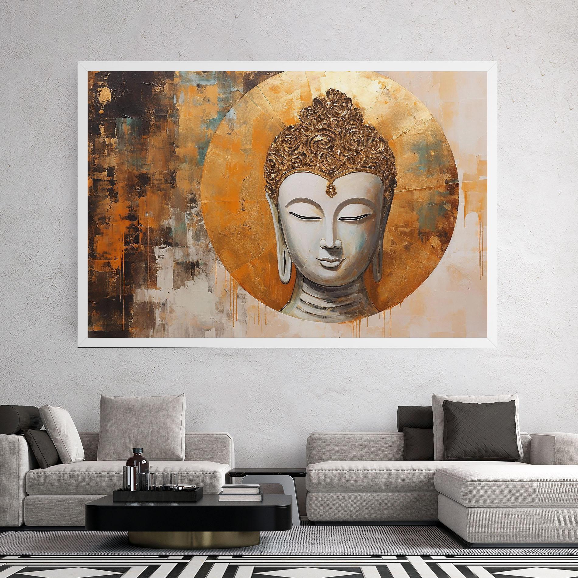Tablou Canvas Cream Circle Buddha mockup 2
