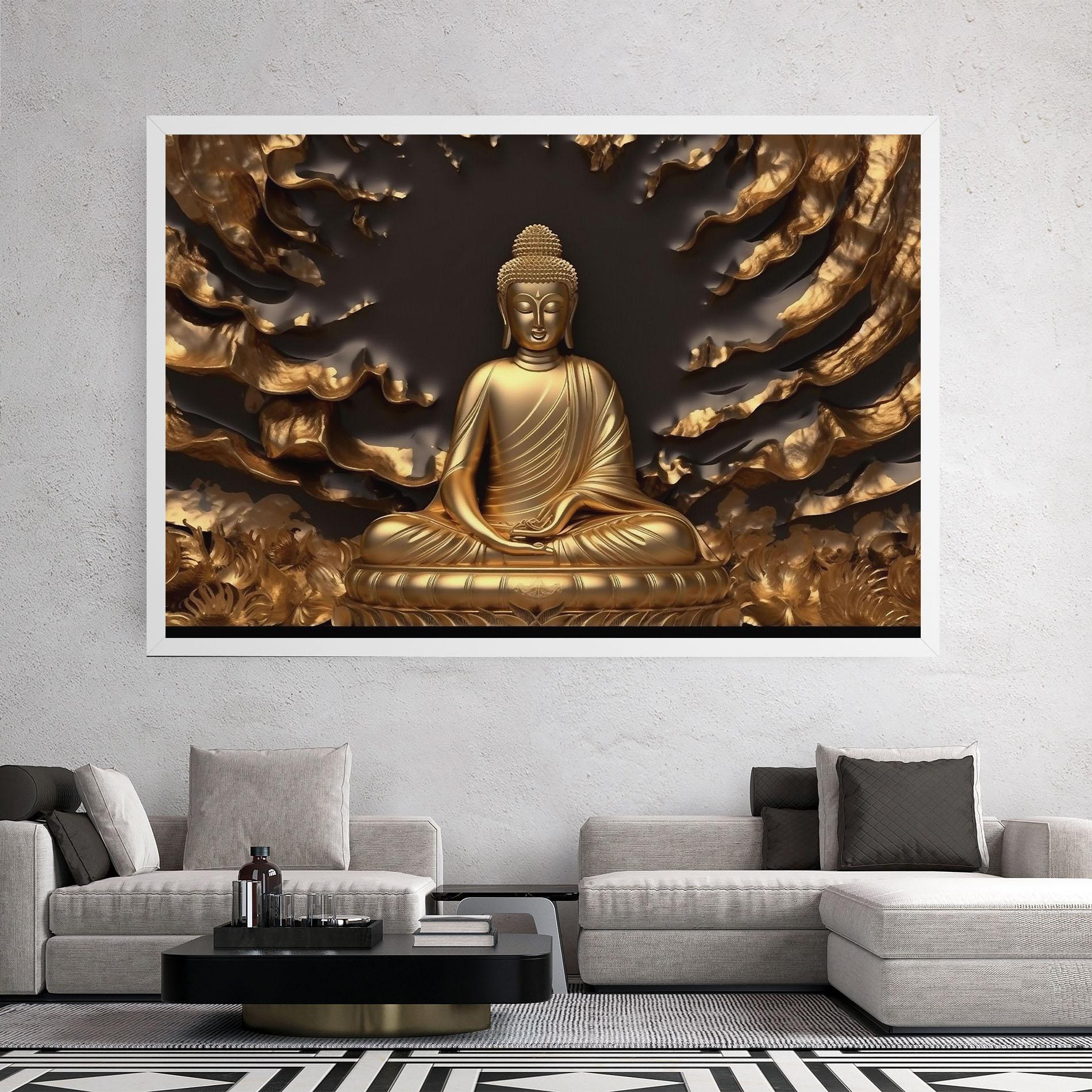 Tablou Canvas Gold 3d Buddha mockup 2