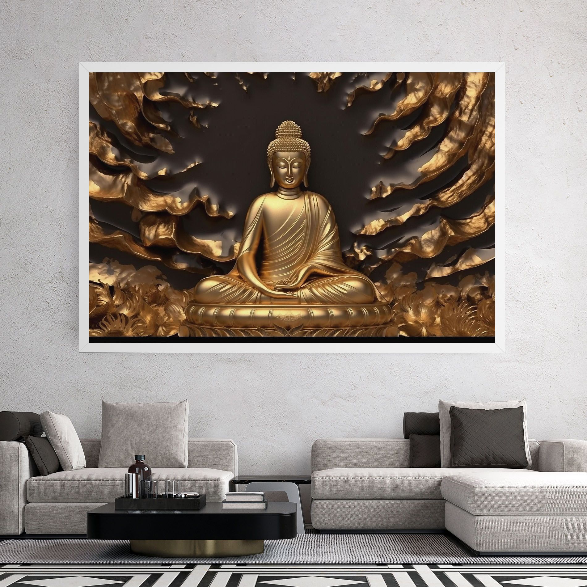 Gold 3d Buddha mockup 2