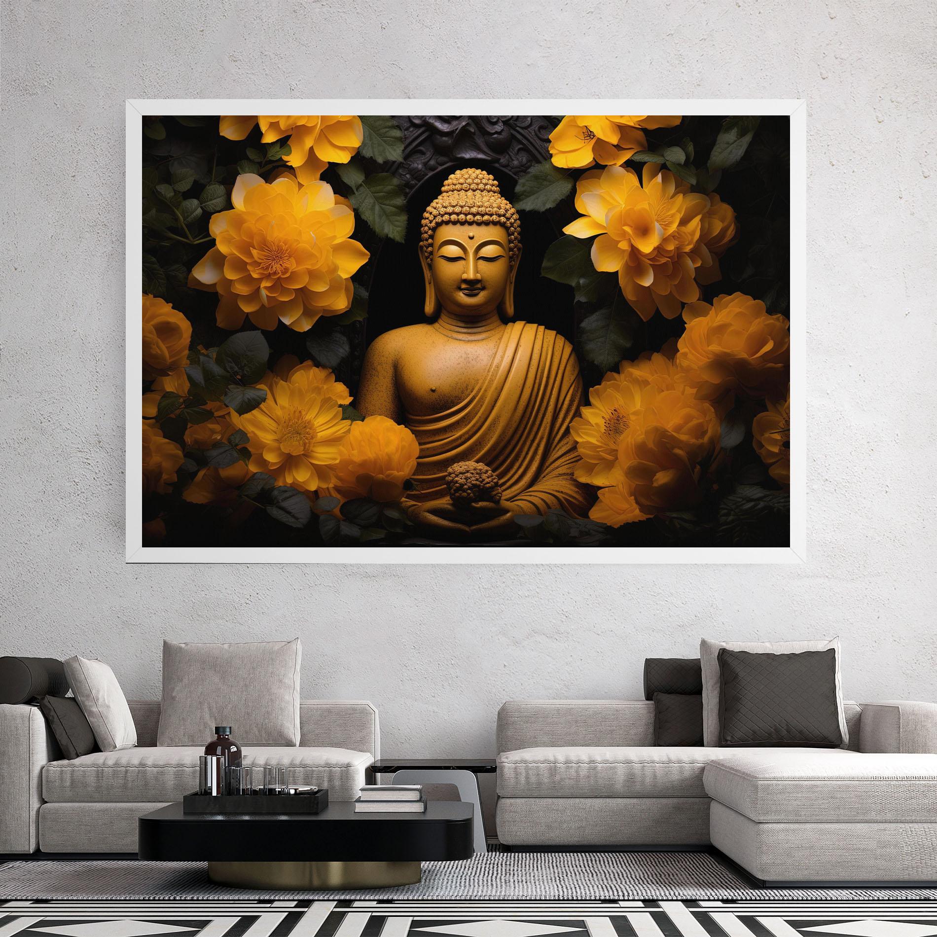 Tablou Canvas Vecteezy_buddha Statue Surrounded By Yellow Flowers Ai Generated_27745002_860 mockup 2