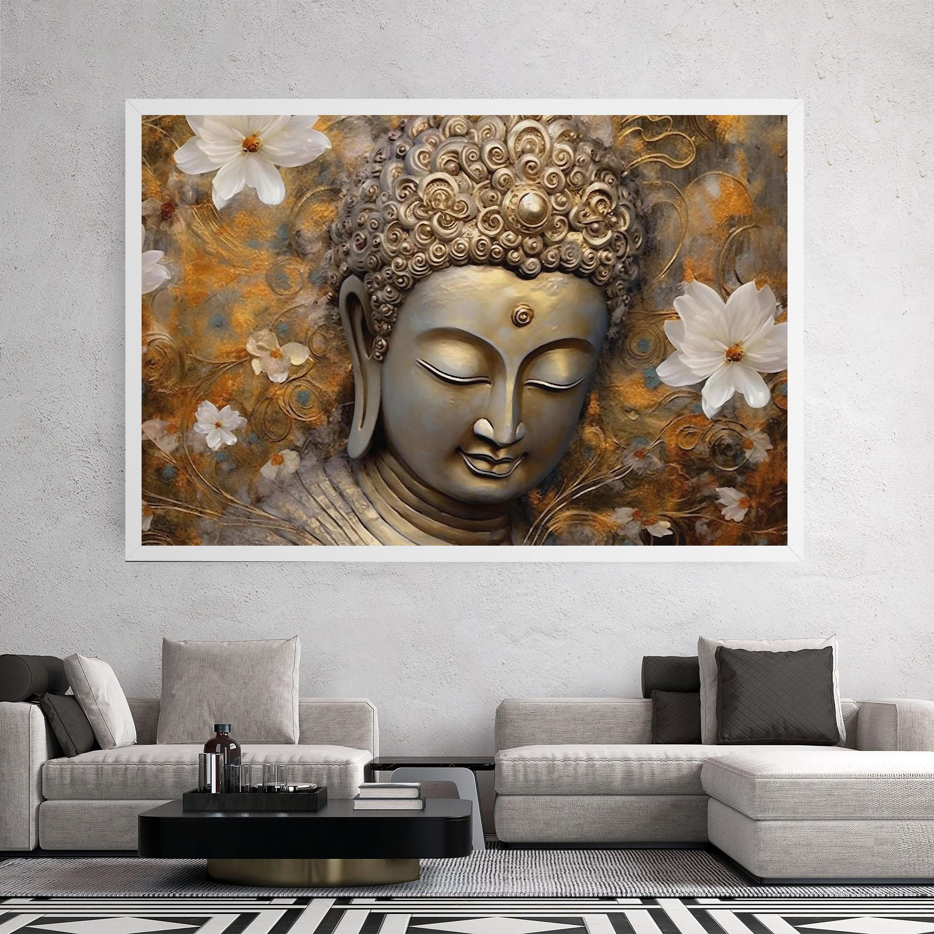 Tablou Canvas White Flower Buddha Art mockup 2