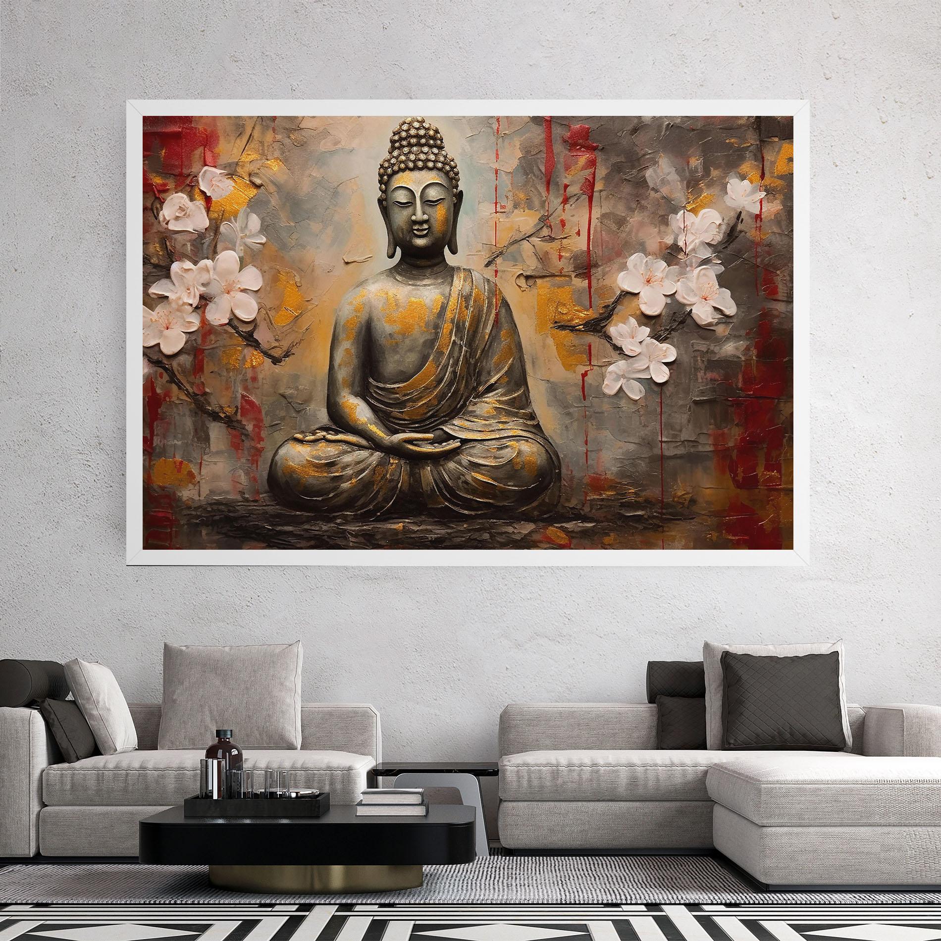 Tablou Canvas White Red Buddha mockup 2