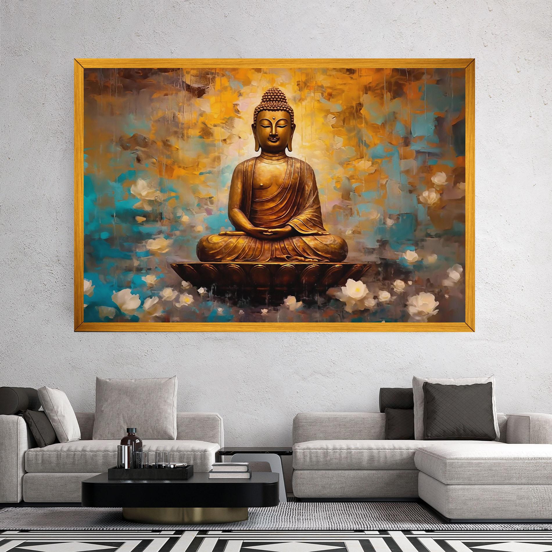 Tablou Canvas Blue Gold Buddha mockup 2