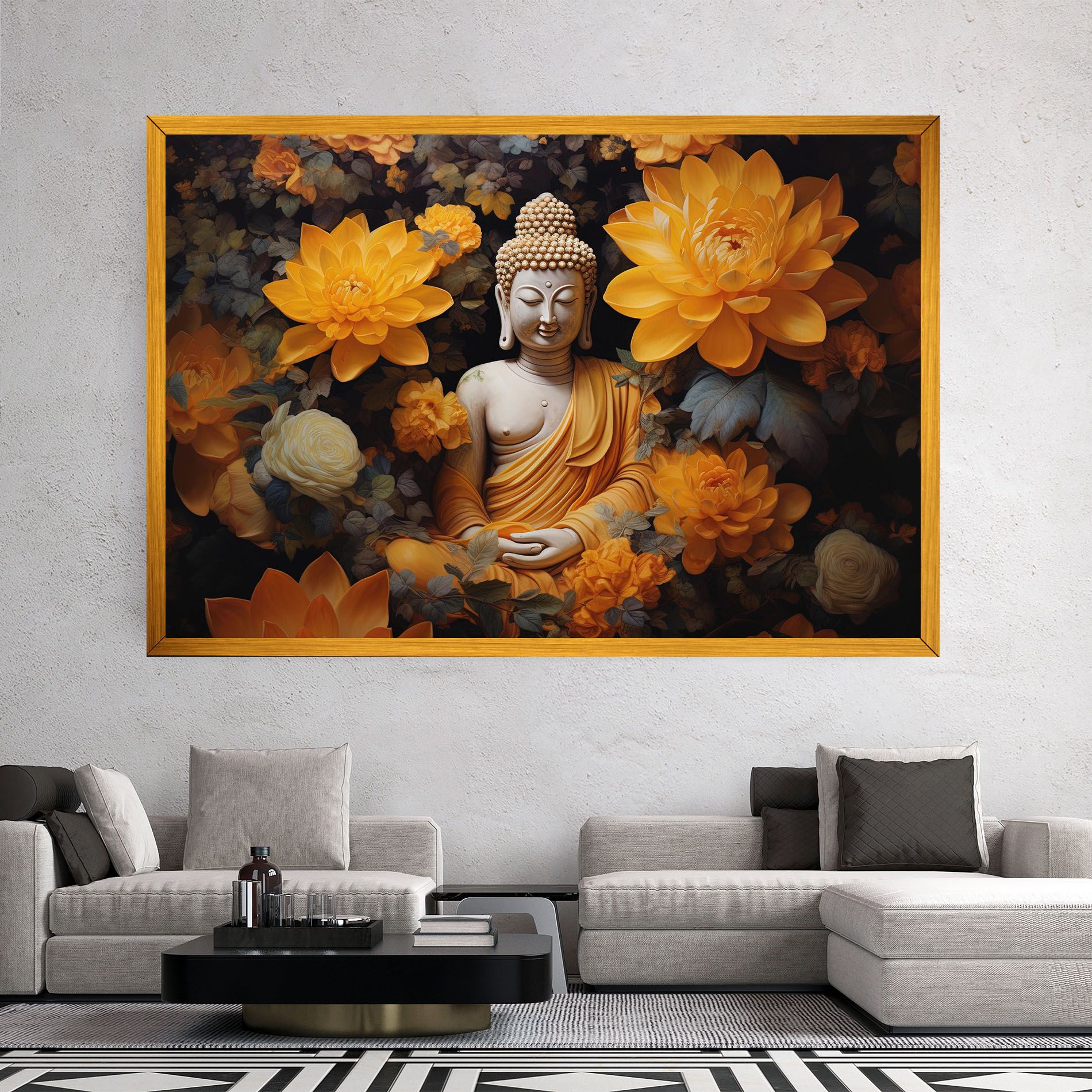 Buddha Big Flowers mockup 2